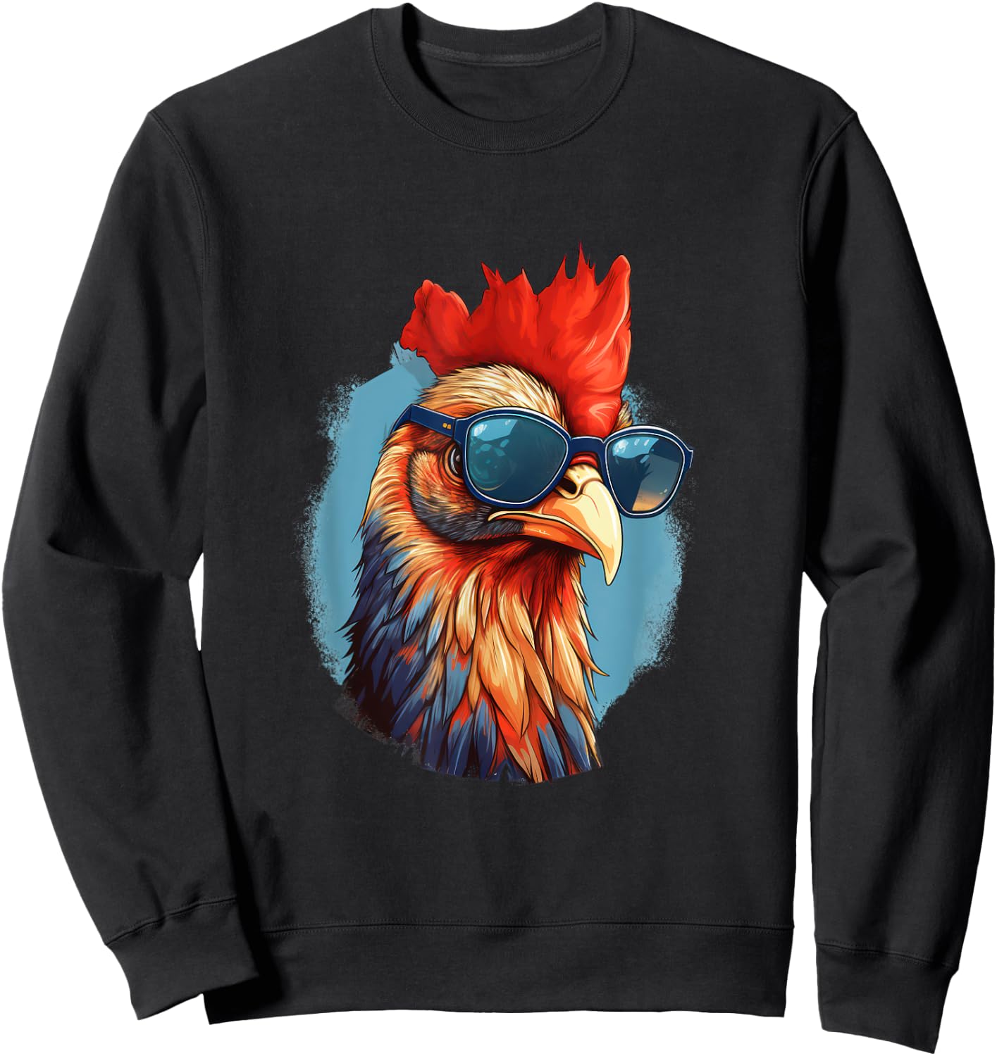 Vintage Rooster Chicken Sunglasses Sweatshirt - Sweatshirt | Black