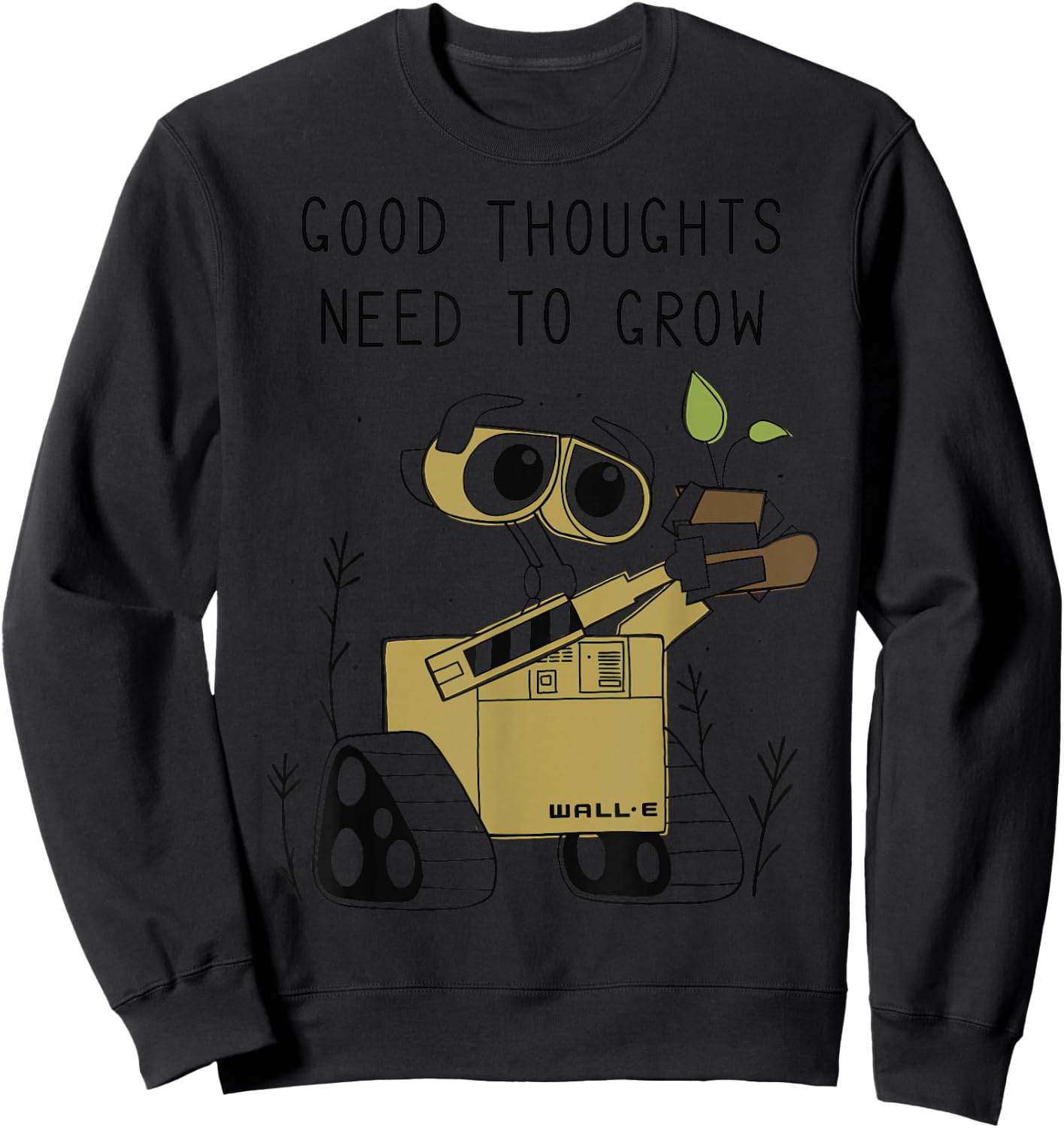 Disney Pixar Wall-E Good Thoughts Need to Grow Line Art Sweatshirt - Sweatshirt | Black