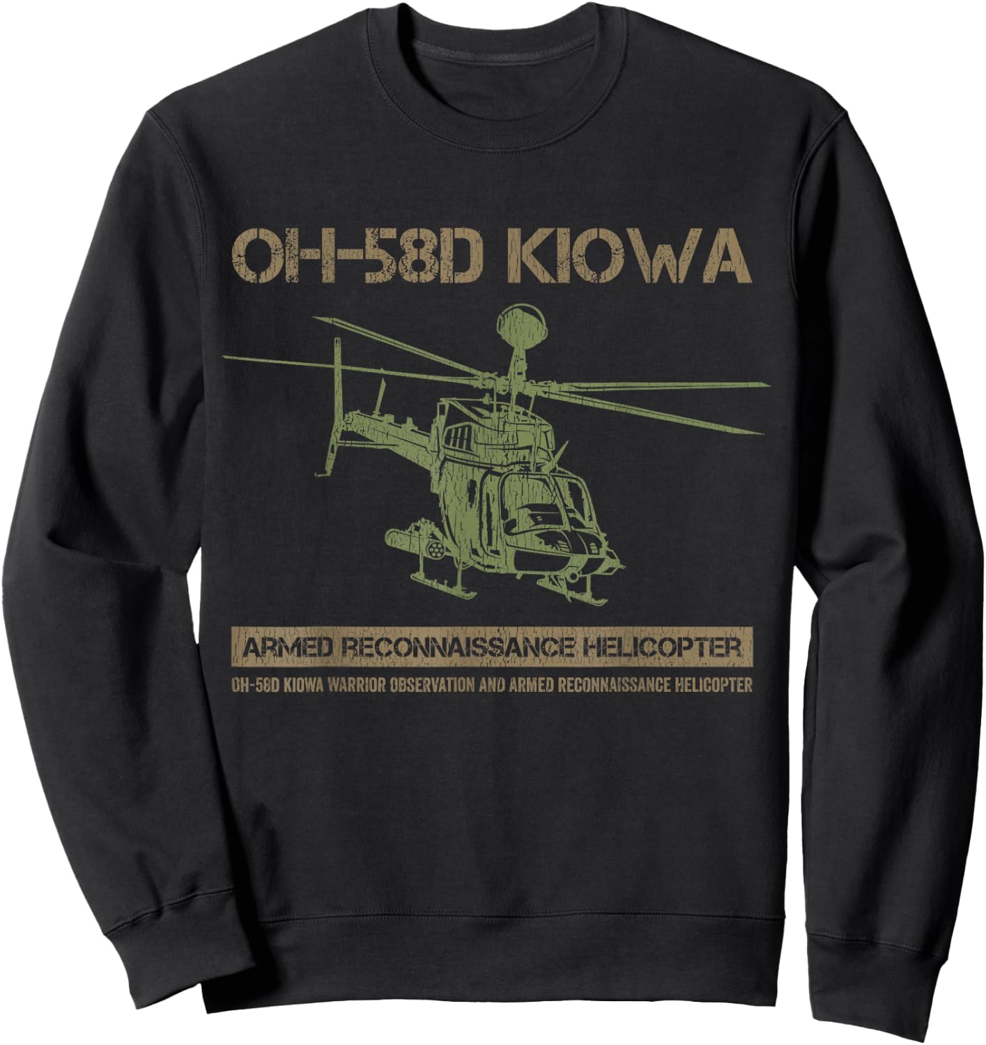 OH-58D Kiowa Warrior Helicopter Pilot Sweatshirt - Sweatshirt | Black