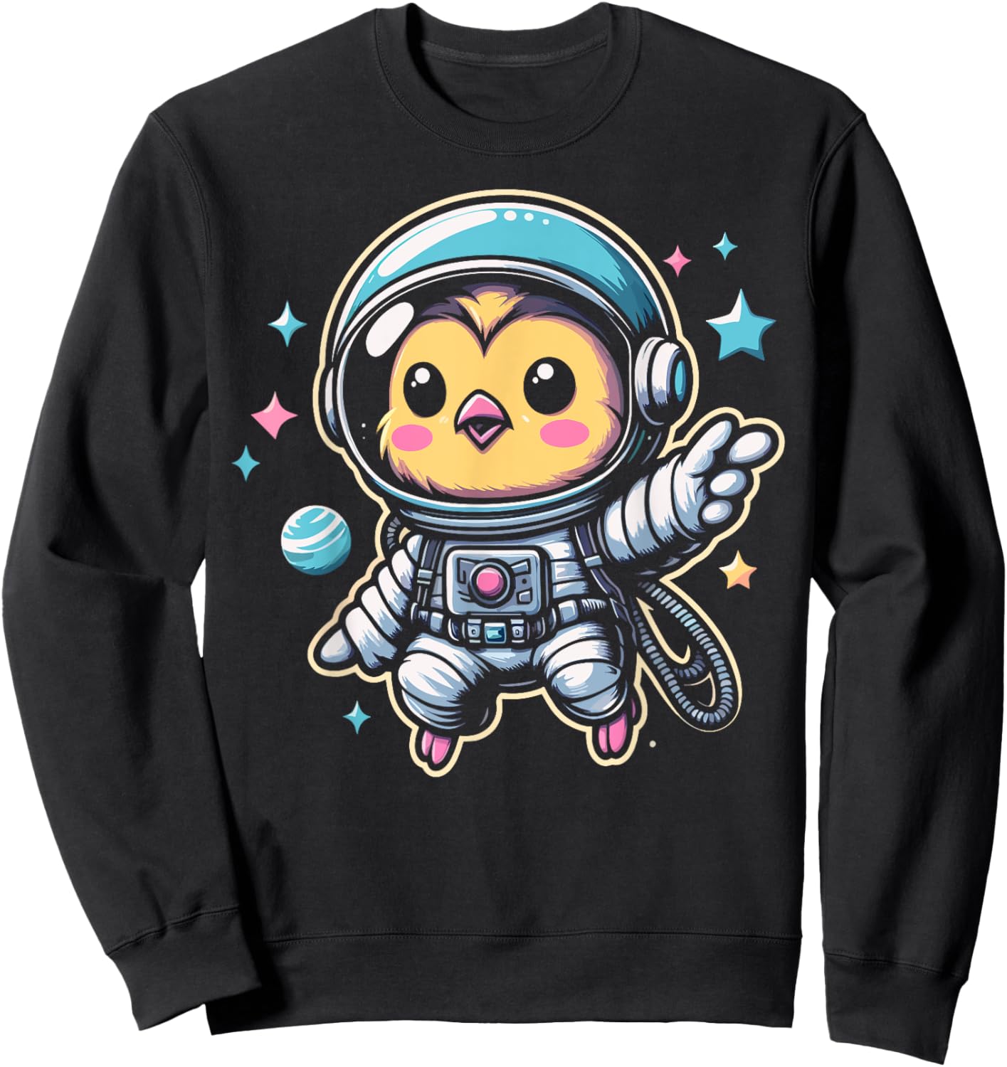 Chicken Astronaut Space Galaxy Farm Animal Poultry Lover Sweatshirt - Sweatshirt | Black