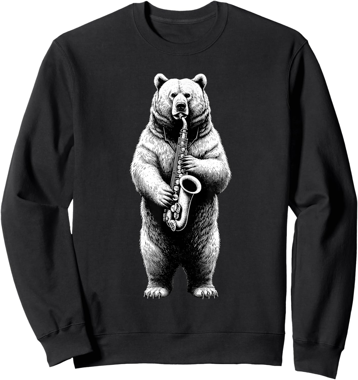 Bear Saxophone Marching Band Jazz Saxophonist Sweatshirt - Sweatshirt | Black