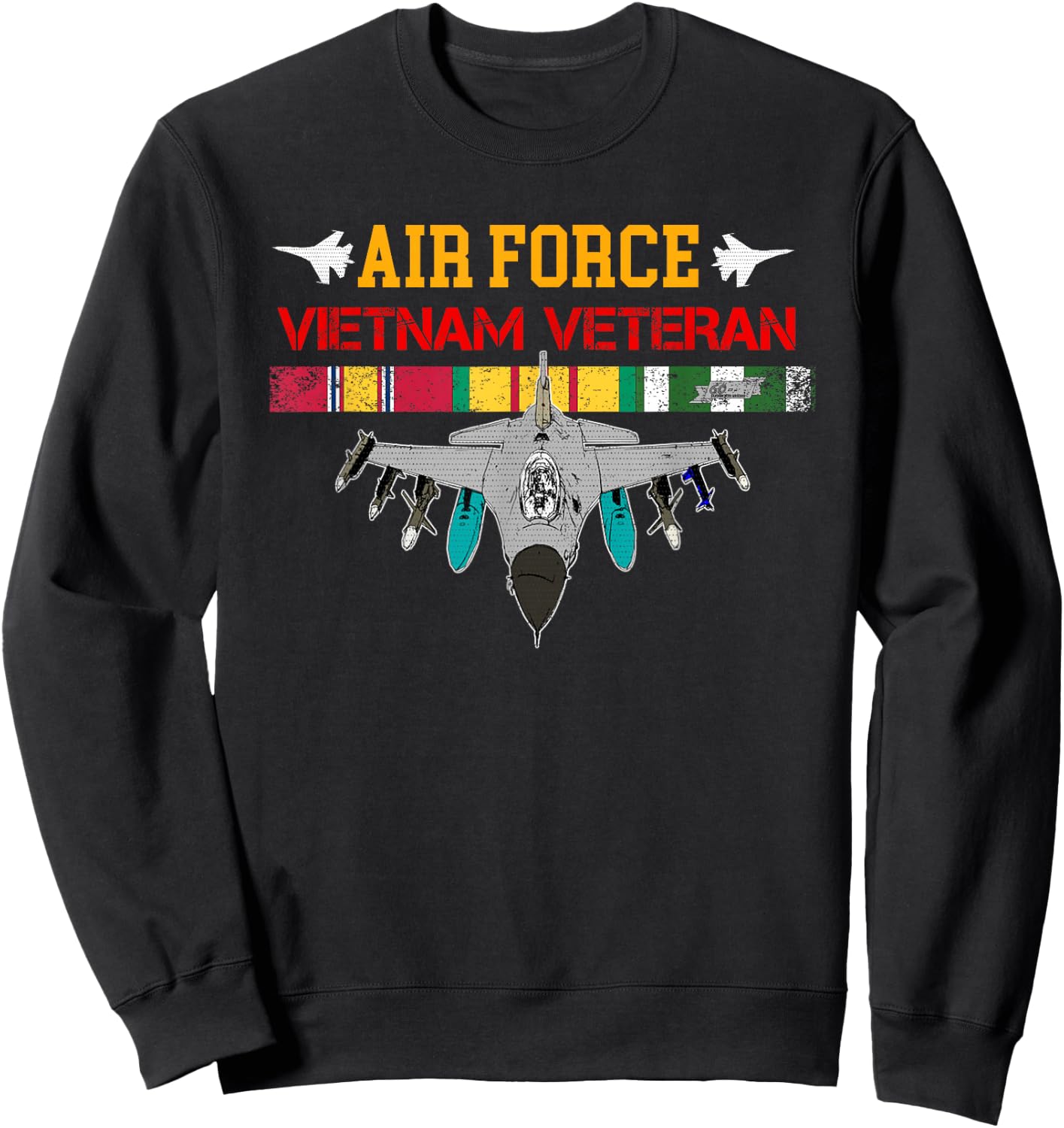 US Air Force Vietnam Veteran, USAF Veteran, USA Flag Sweatshirt - Sweatshirt | Black