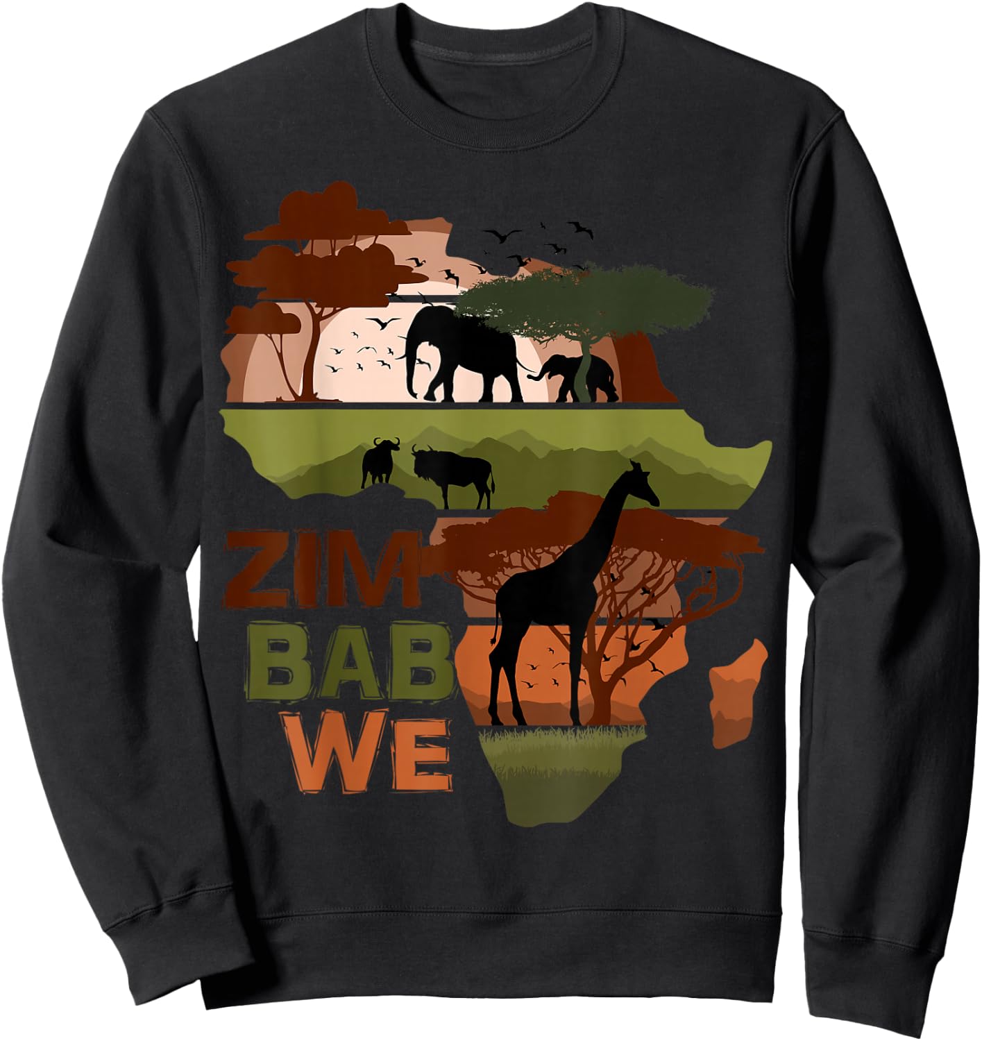 Zimbabwe Africa Sunset Continent Nature Wild Life Sweatshirt - Sweatshirt | Black
