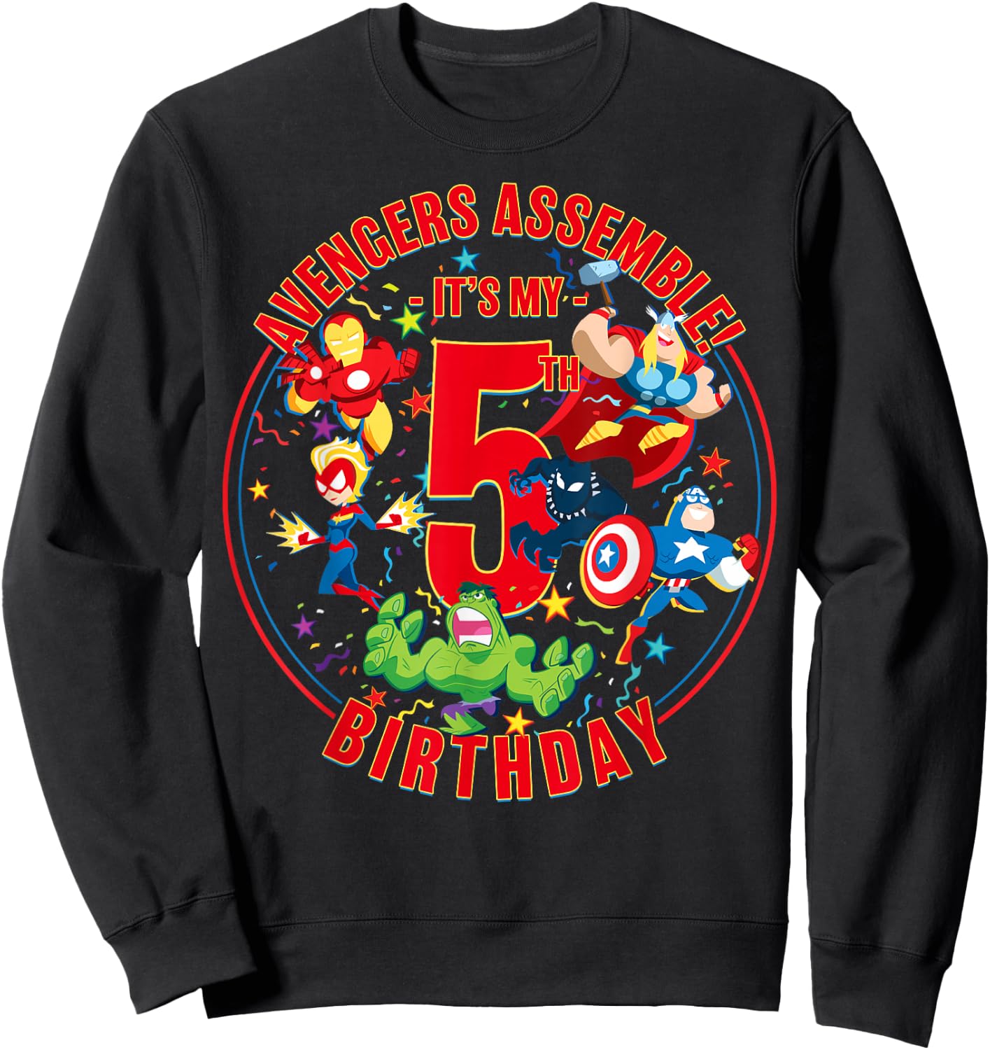 Marvel Avengers Assemble It's My 5th Birthday Small Sweatshirt - Sweatshirt | Black