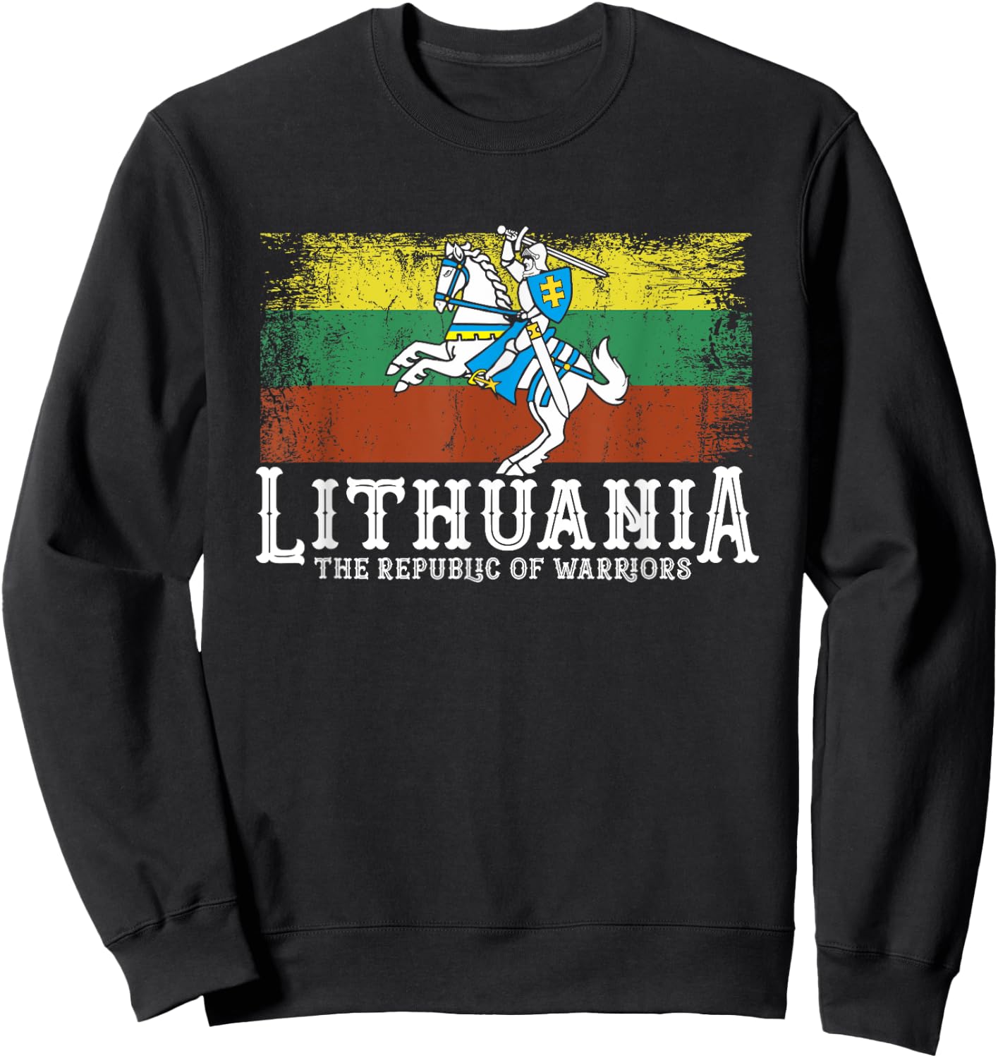 Lithuanian Flag White Knight Symbols Of Lithuania Patriotic Sweatshirt - Sweatshirt | Black