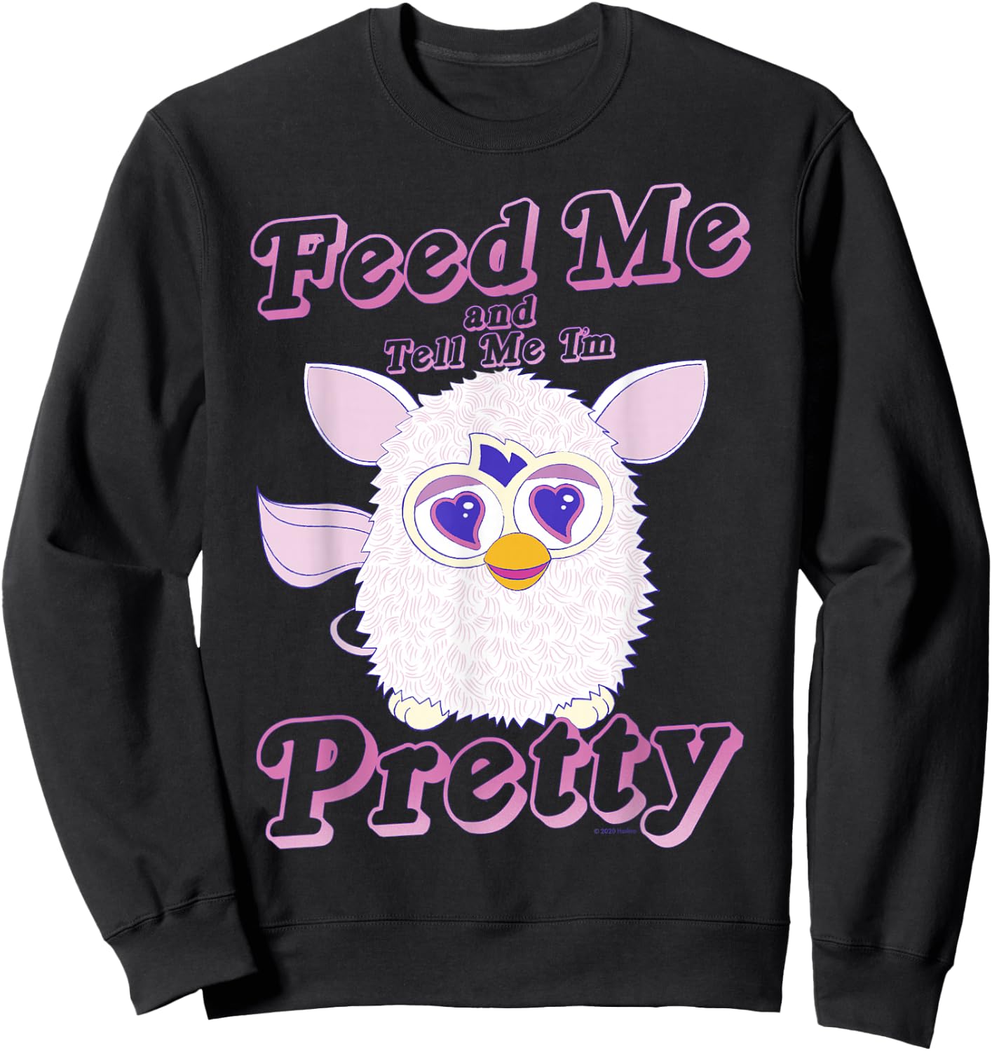 Furby Feed Me And Tell Me I'm Pretty Cute Logo Portrait Sweatshirt - Sweatshirt | Black