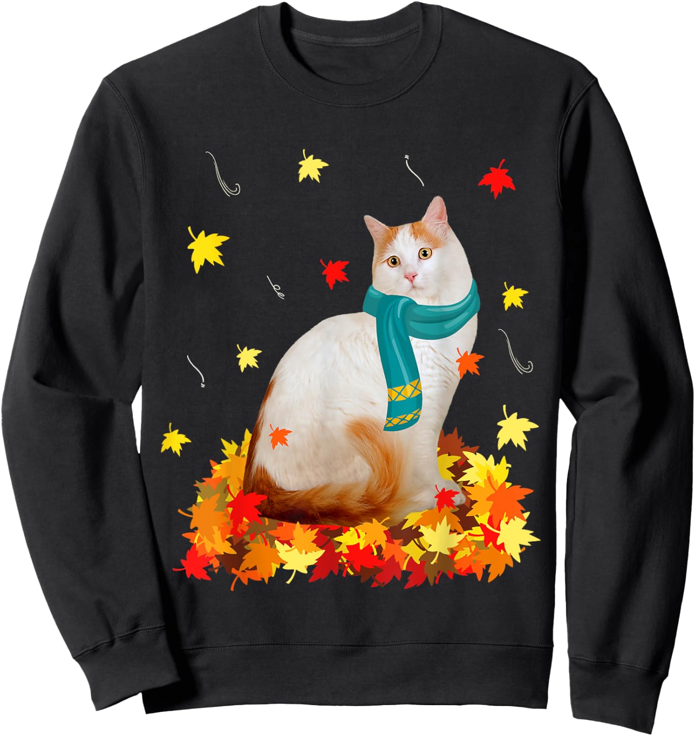 Fun Turkish Van Thanksgiving Autumn Cat Kitten Lover Sweatshirt - Sweatshirt | Black