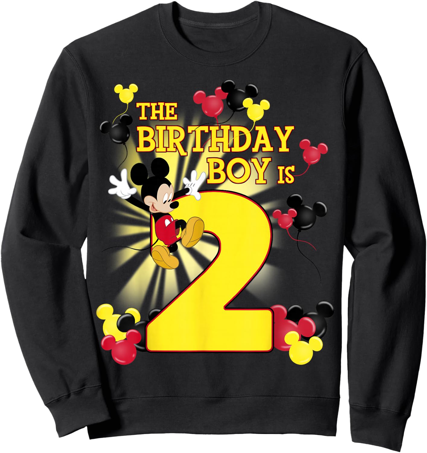 Disney Mickey and Friends Mickey 2nd Birthday Boy Small Sweatshirt - Sweatshirt | Black