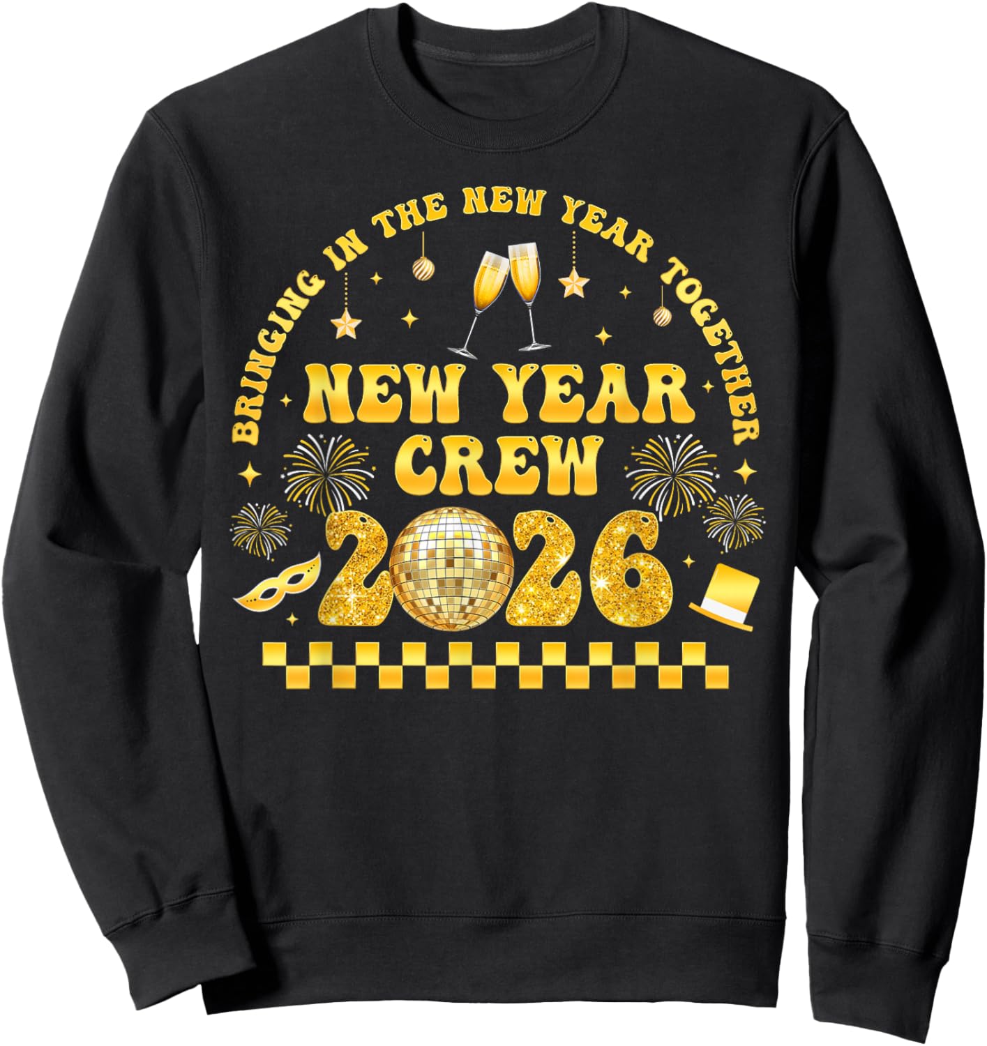New Years Eve Party Supplies 2026 Happy New Year Fireworks Sweatshirt - Sweatshirt | Black