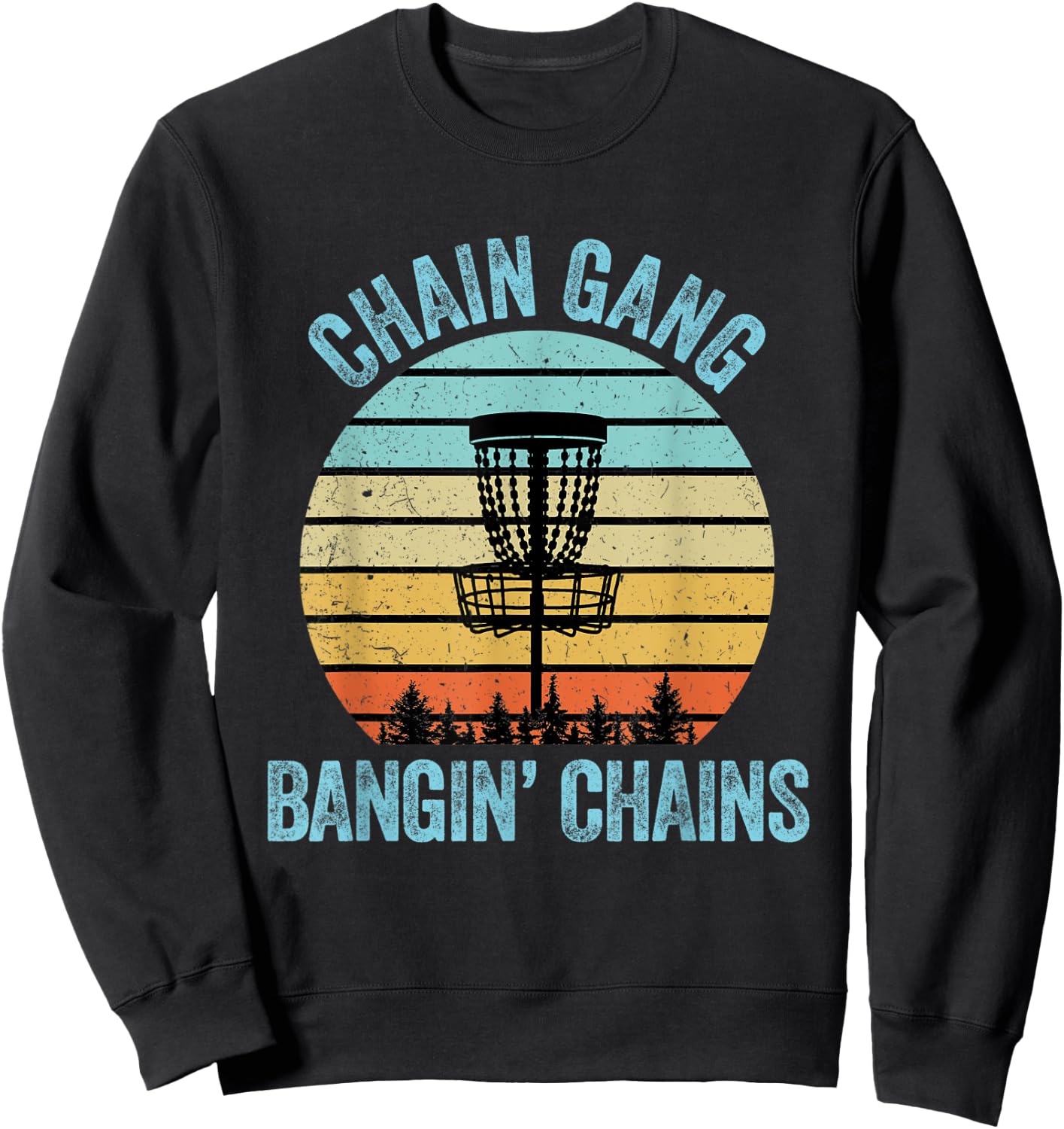 Disc Golf Shirt Funny Chain Retro Disc Golf Gift Sweatshirt - Sweatshirt | Black
