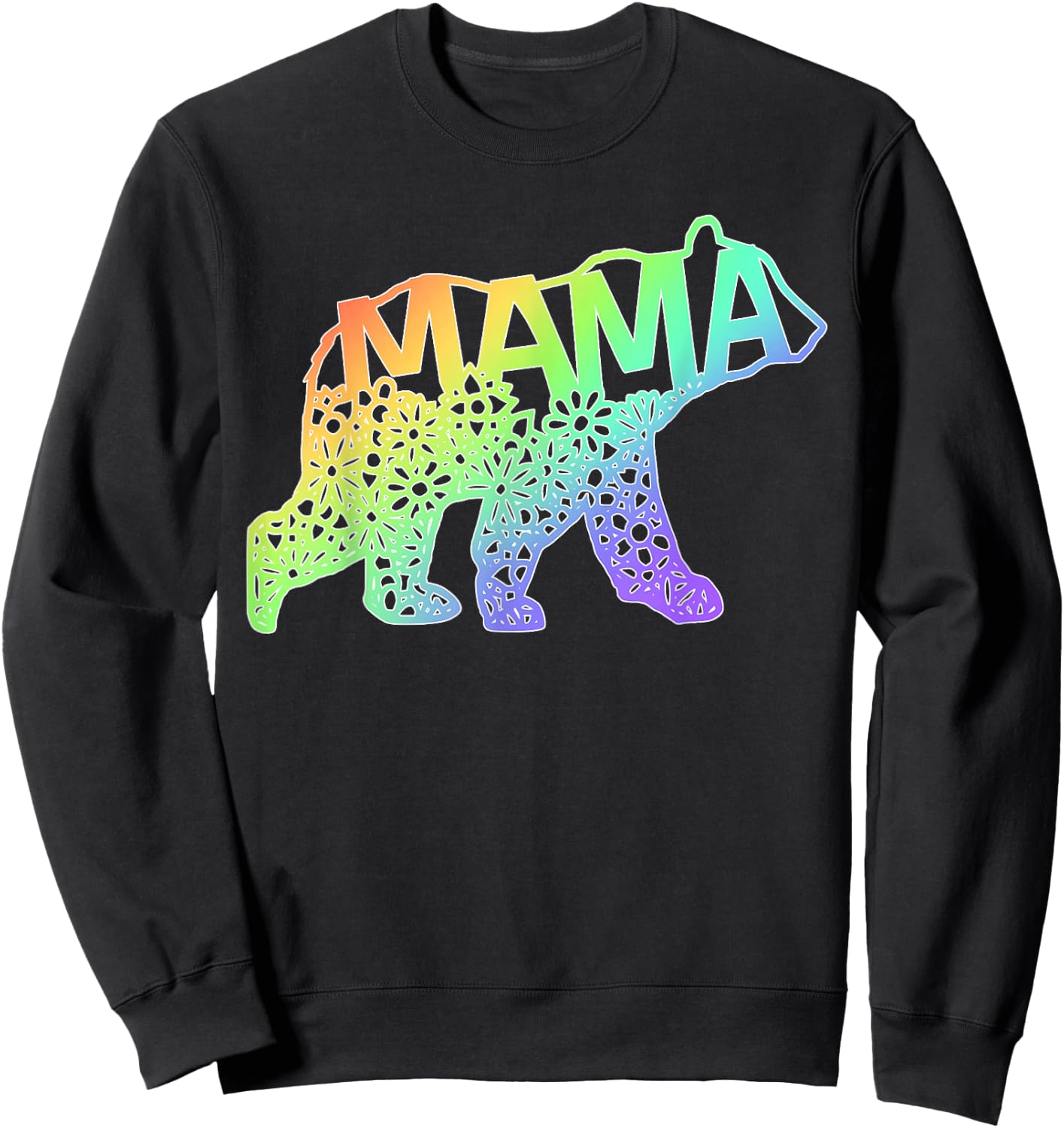 Mum Bear Tie Dye Rainbow Purple Blue Pink Yellow Gift Sweatshirt - Sweatshirt | Black
