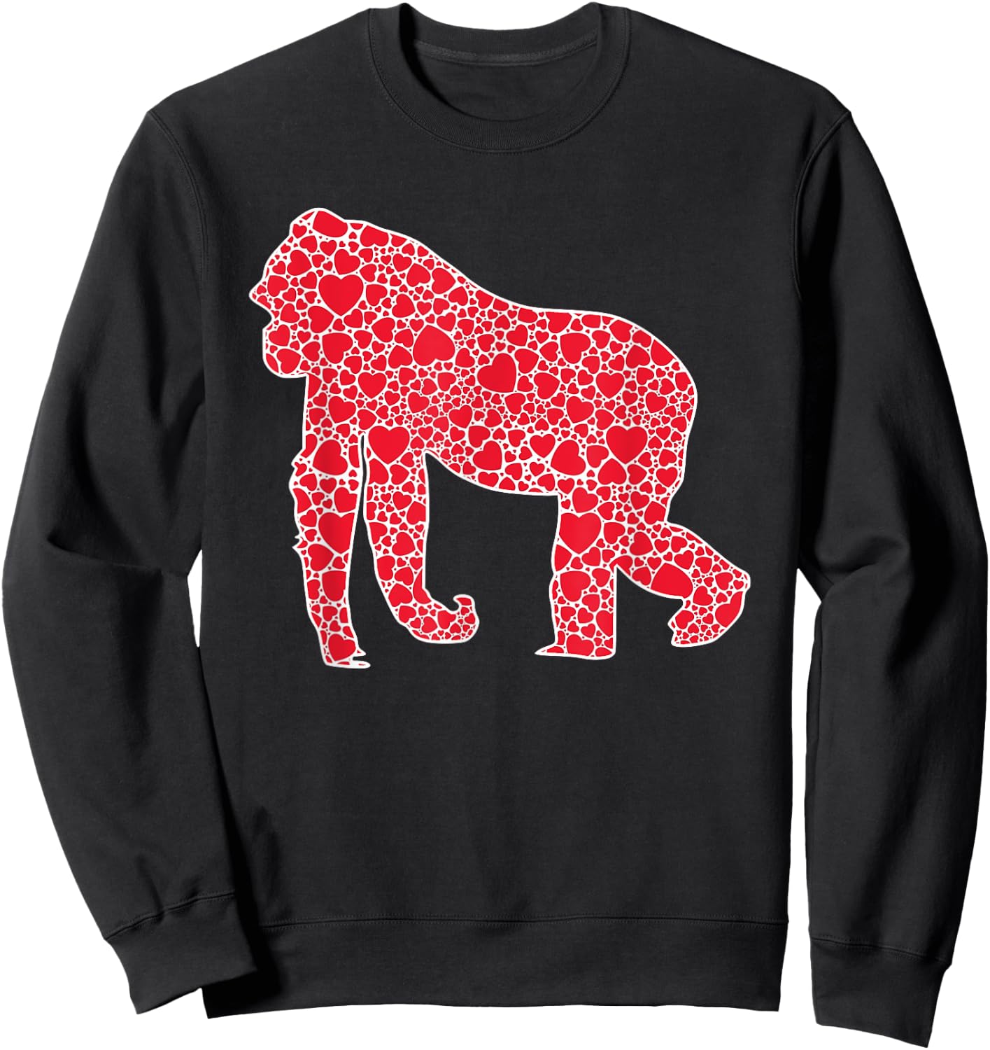 Gorilla Hearts Valentine's Day Ape Animal Lover Girl Gift Sweatshirt - Sweatshirt | Black
