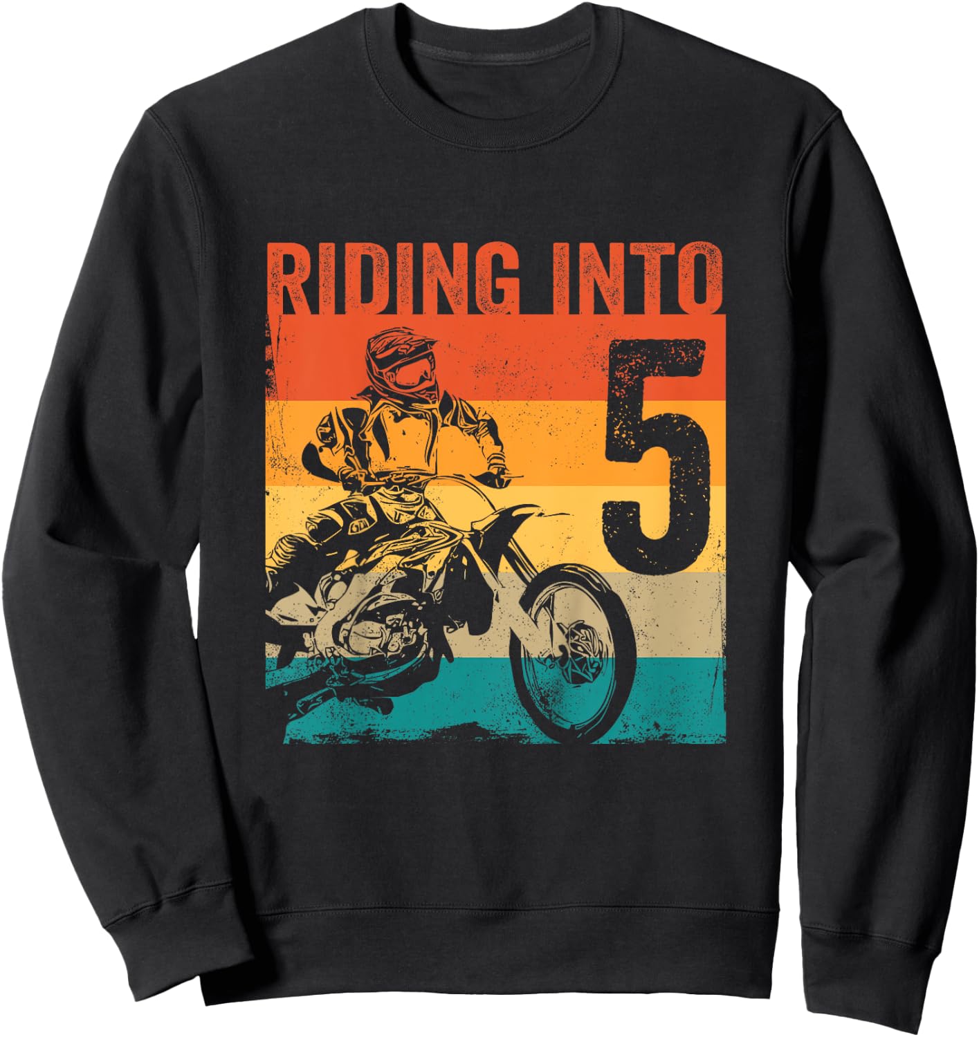 Kids Motocross 5 Years Old Dirt Bike 5th Birthday Party Sweatshirt - Sweatshirt | Black