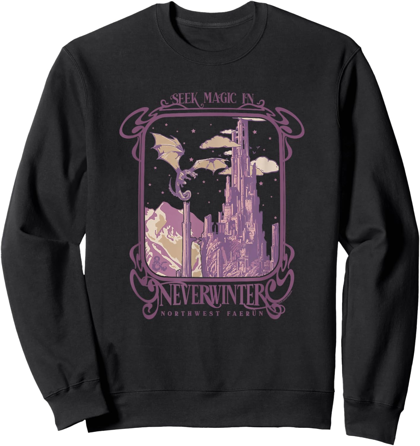 Dungeons & Dragons Seek Magic In Neverwinter Chest Poster Sweatshirt - Sweatshirt | Black