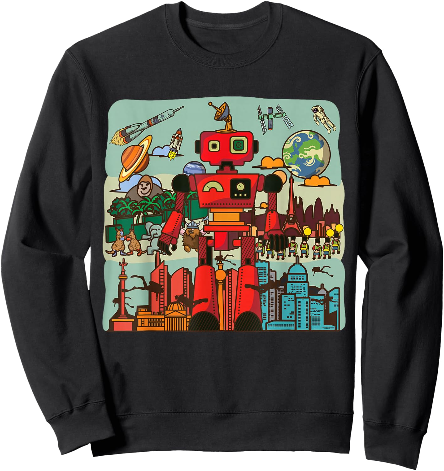 Retro Japanese Robotics Engineer Gift Funny Toy Robot Sweatshirt - Sweatshirt | Black
