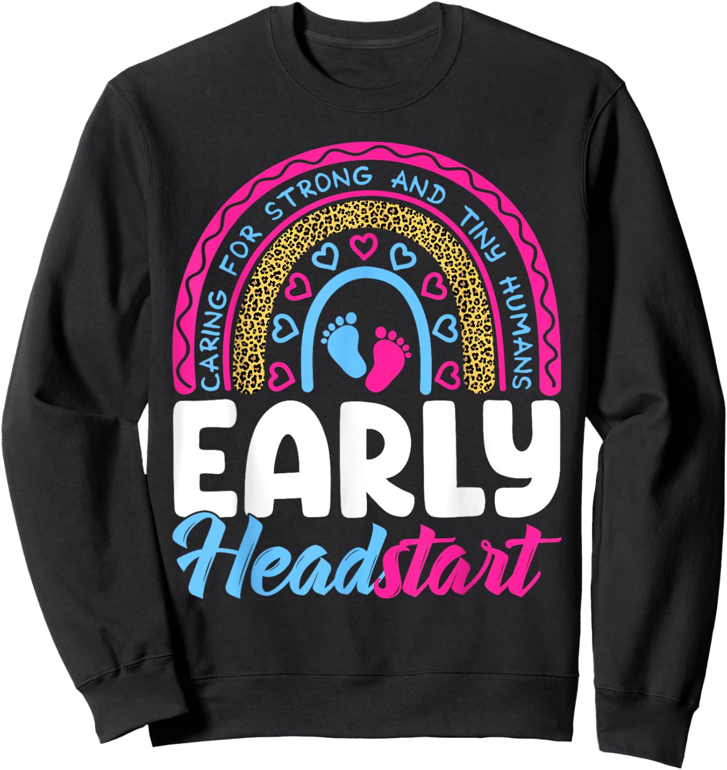 Early Headstart Teacher Head Start Leopard Back To School Sweatshirt - Sweatshirt | Black