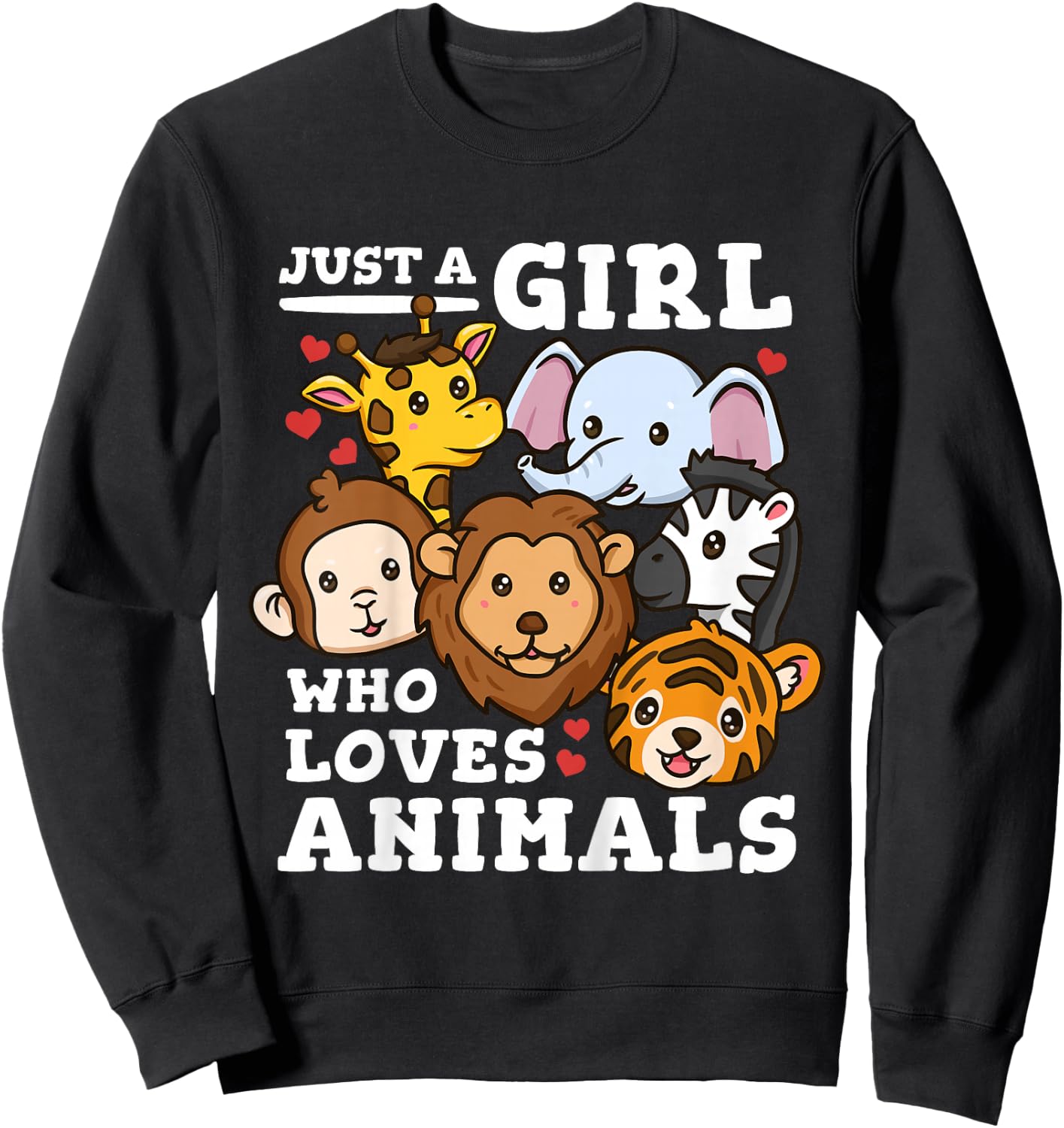 Kids Zoo Animals Elephant Giraffe Sweatshirt - Sweatshirt | Black
