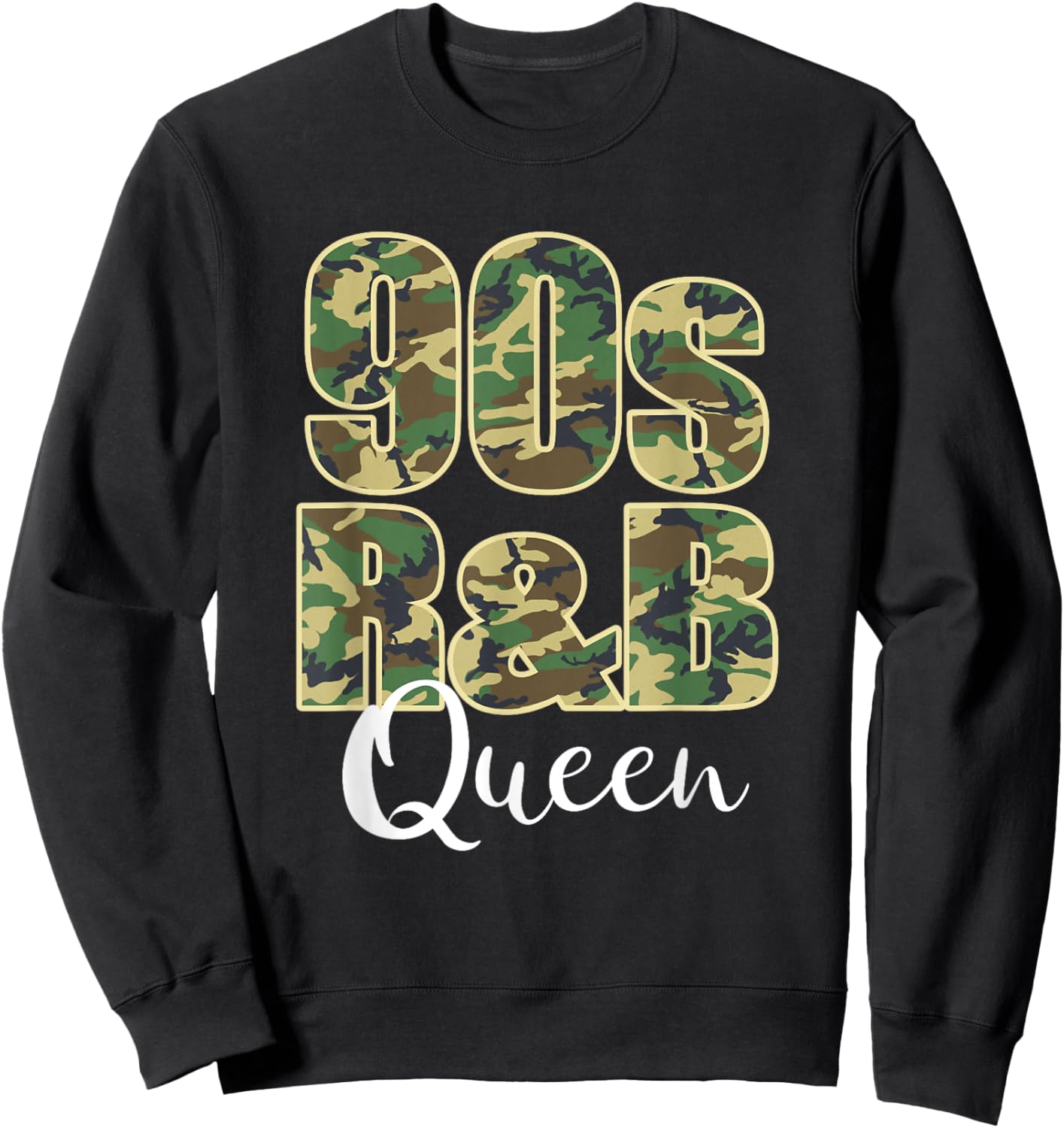 90s R&B Black or African American Camo Music Sweatshirt - Sweatshirt | Black