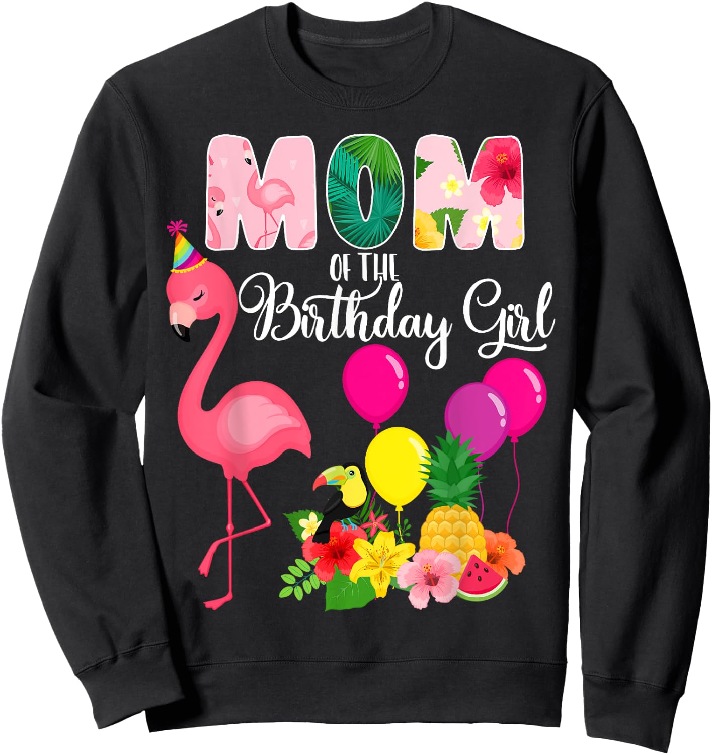 Flamingo Birthday Mom of the Birthday Girl Flamingo Birthday Sweatshirt - Sweatshirt | Black