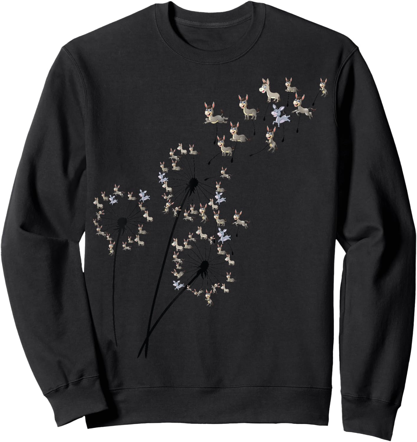Dandelion Donkey Flower, Floral Donkey Tree Lover Sweatshirt - Sweatshirt | Black