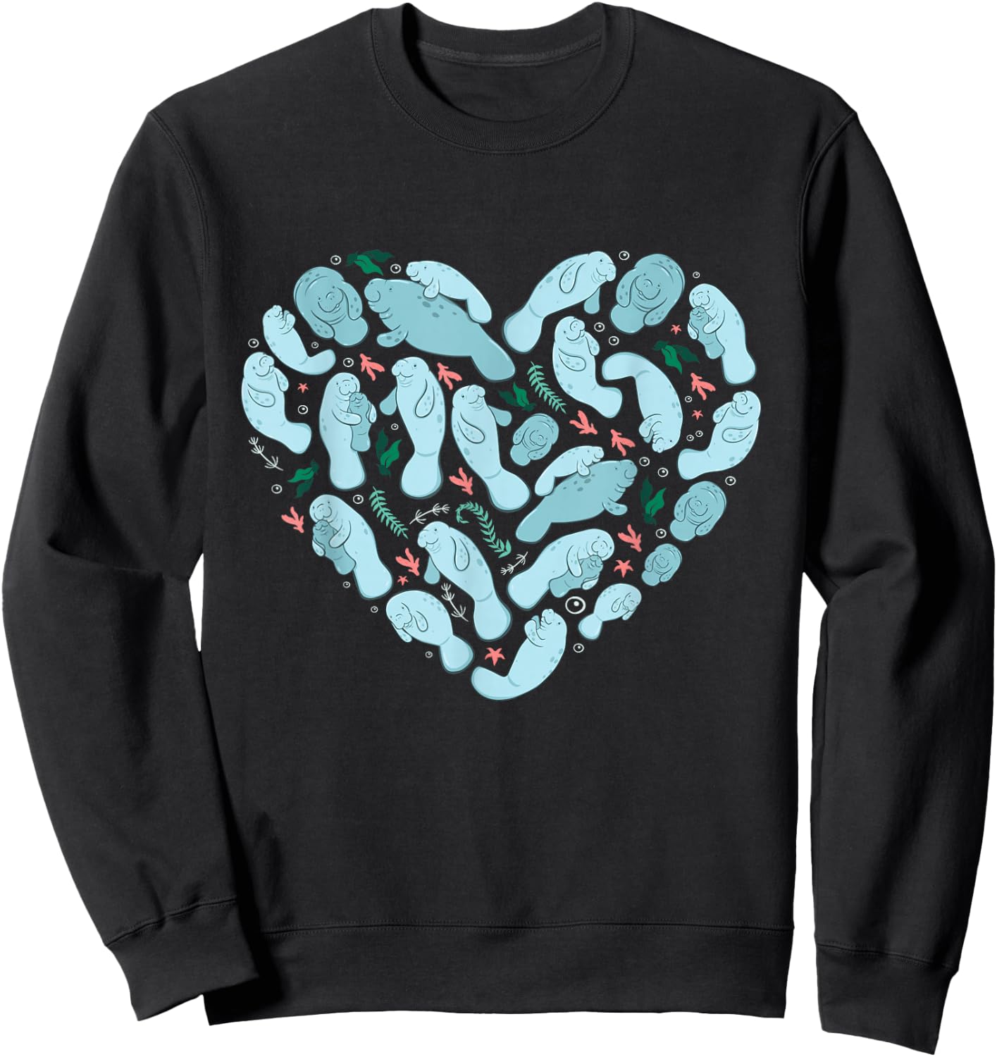 Manatee lover heart sea cow Floaty Potato kids boys women Sweatshirt - Sweatshirt | Black
