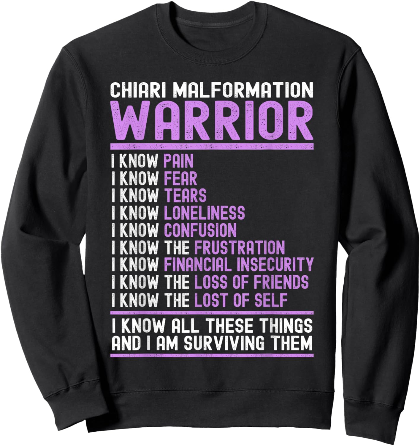 Chiari Malformation Awareness - Brain Purple Ribbon - Chiari Sweatshirt - Sweatshirt | Black