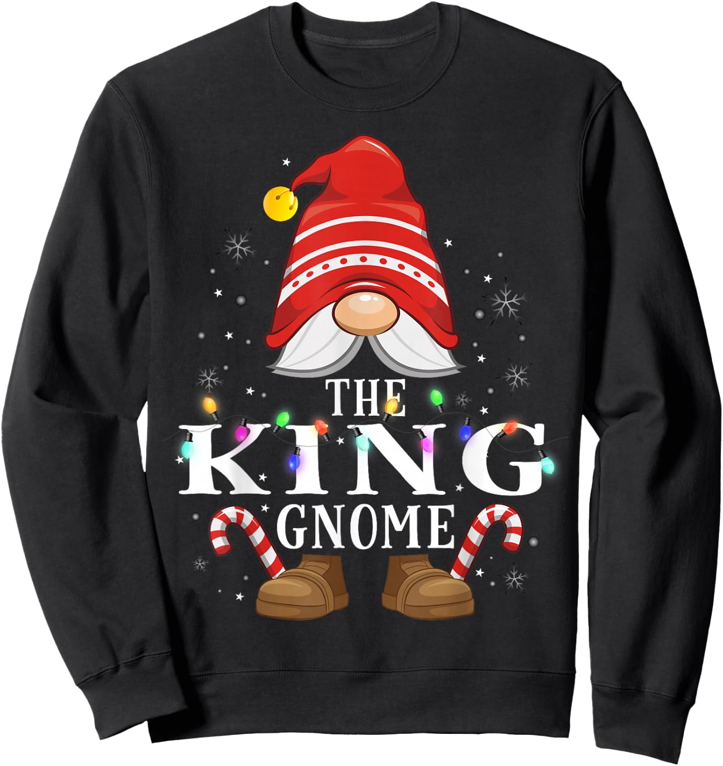 The King Gnome Family Christmas Pajama Party Sweatshirt - Sweatshirt | Black