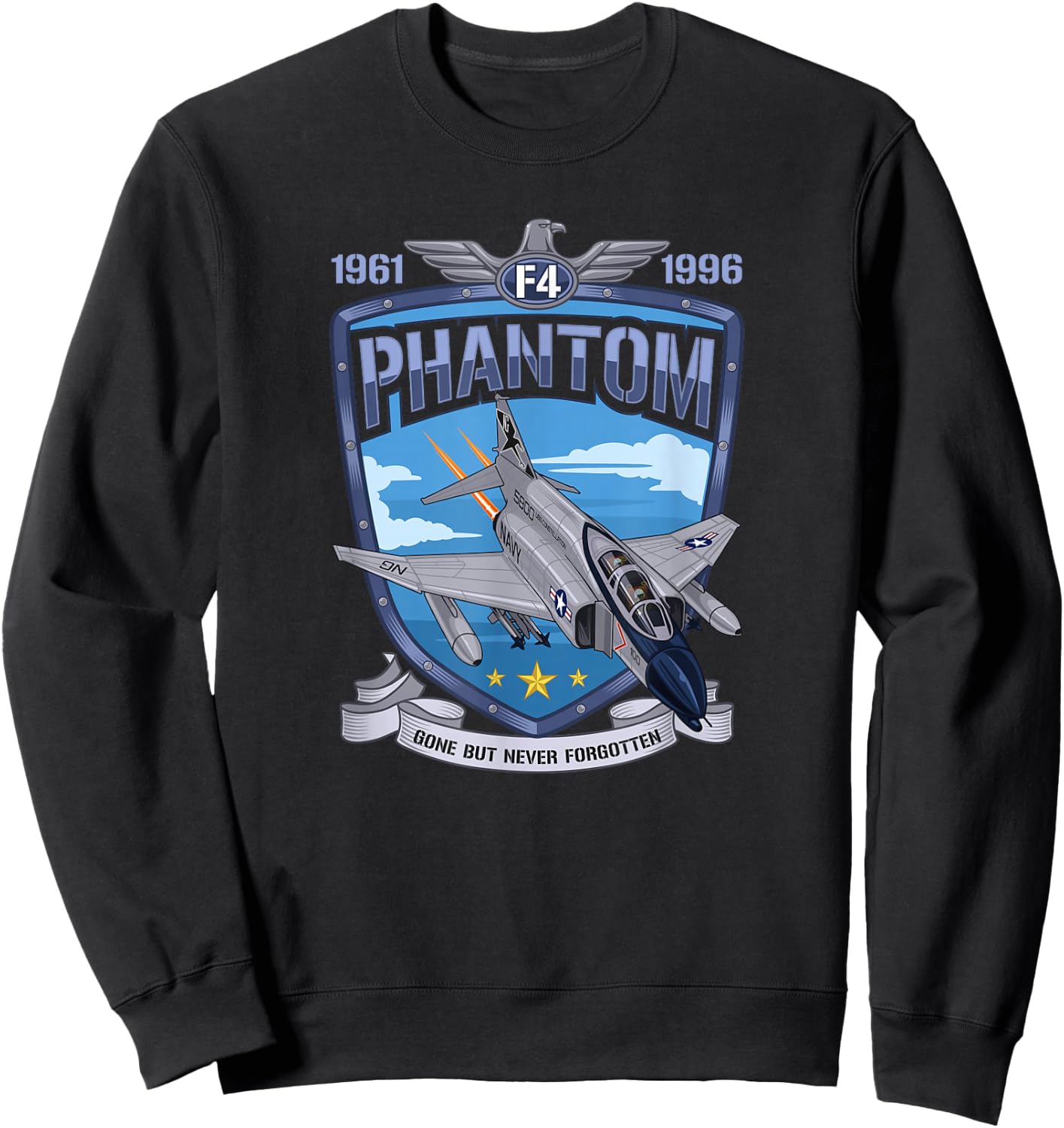 Vintage F4 Phantom II Jet Fighter Military Aviation Sweatshirt - Sweatshirt | Black