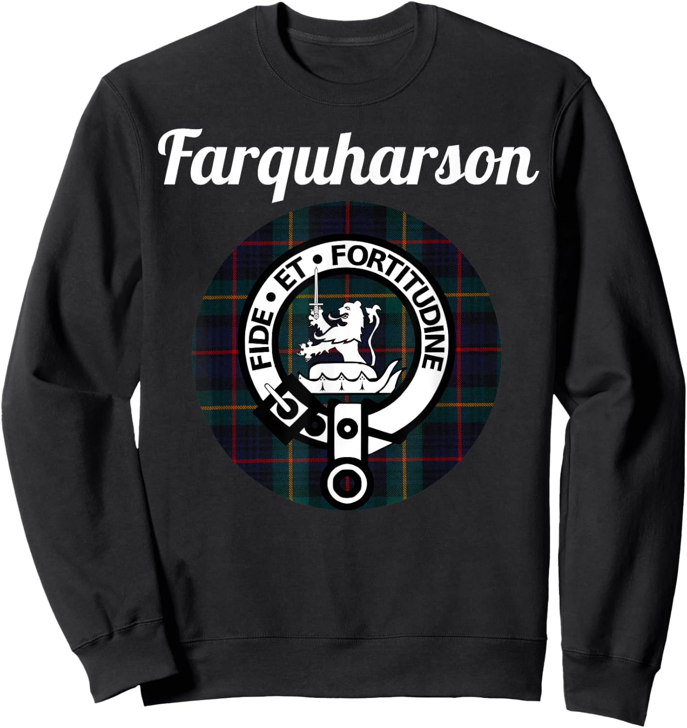 Farquharson Clan Scottish Name Coat Of Arms Tartan Sweatshirt - Sweatshirt | Black