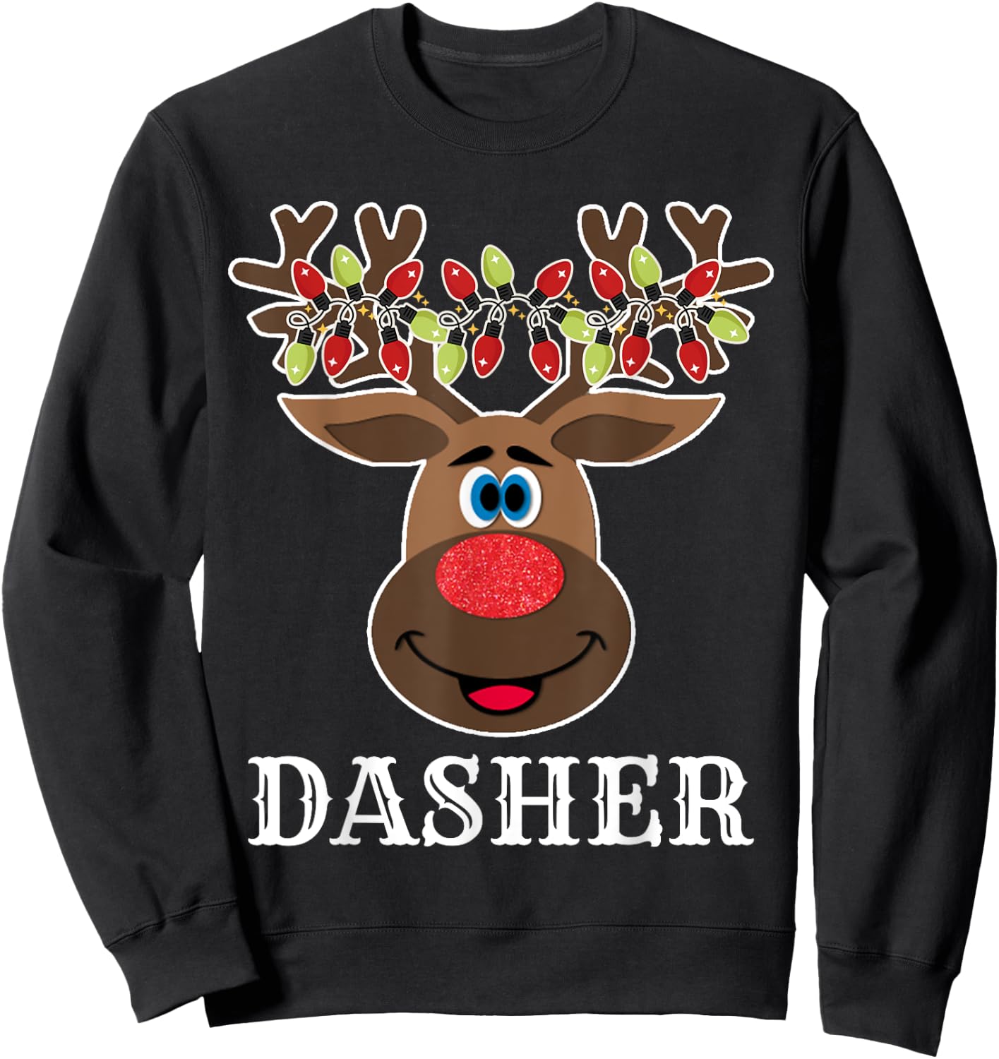 Santa Reindeer Dasher Xmas Group Costume Sweatshirt - Sweatshirt | Black