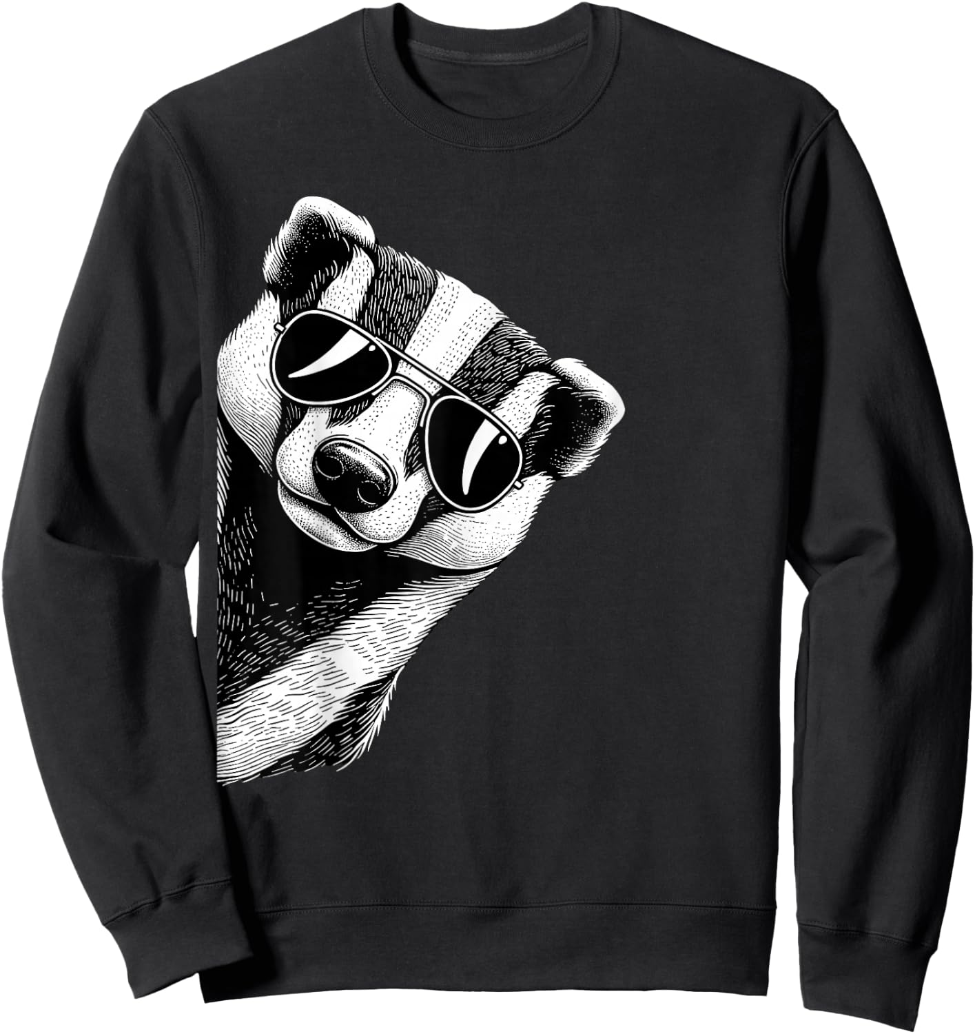 Funny Honey Badger Art Wearing Sunglasses Sweatshirt - Sweatshirt | Black