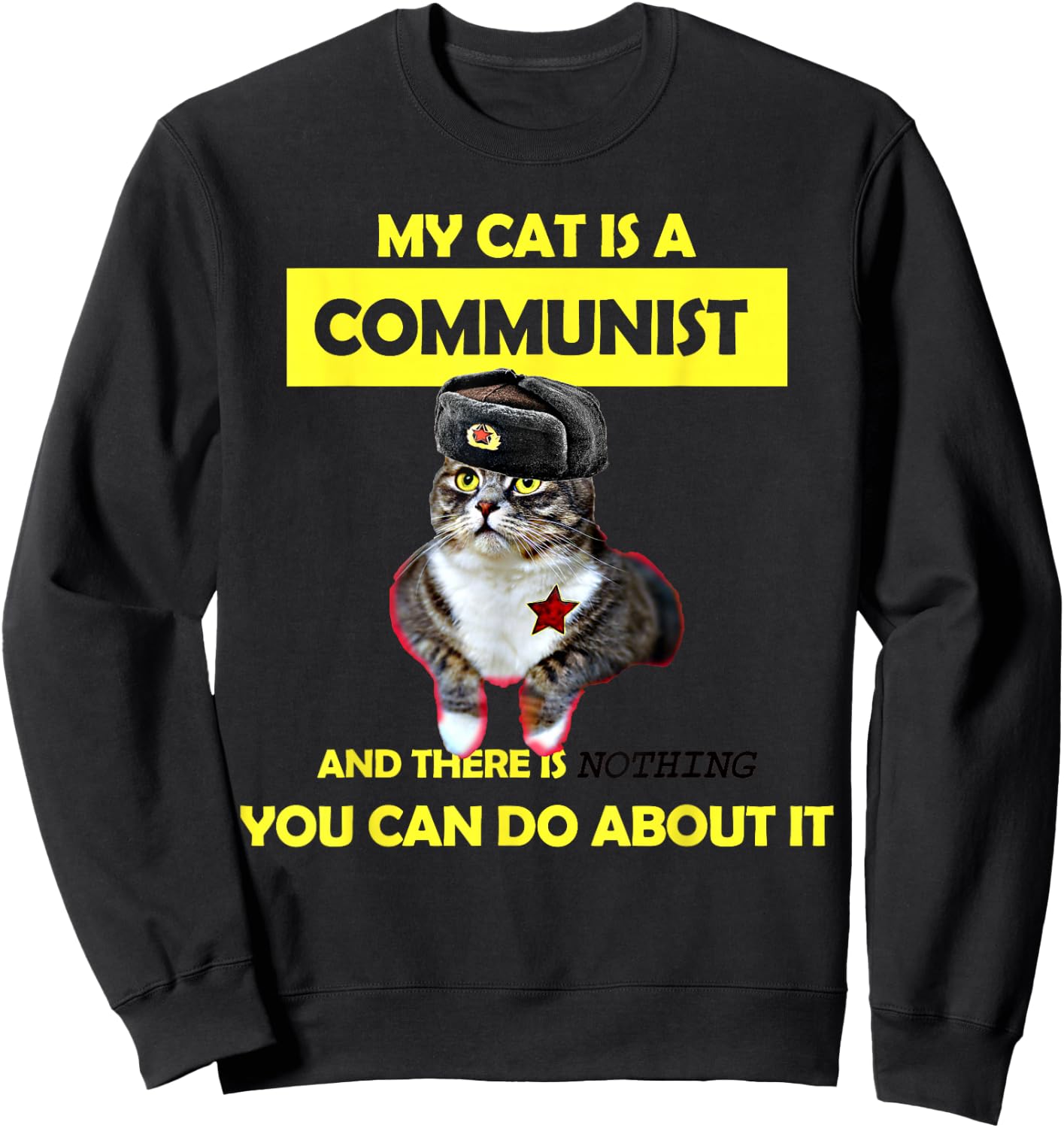 My Cat Is A Communist Funny Cat Meme Sweatshirt - Sweatshirt | Black
