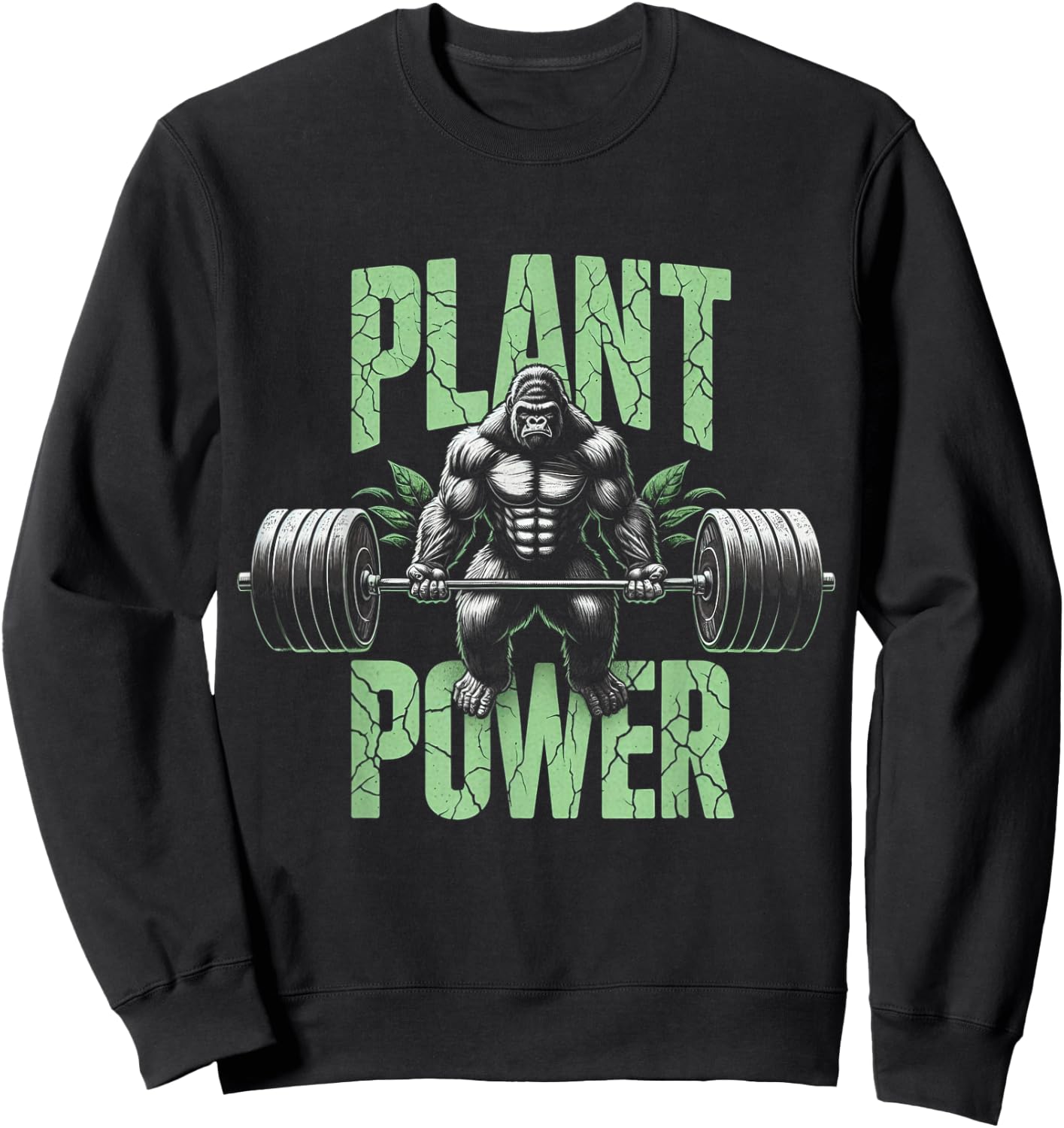 Plant Power - Vegan and Vegetarian Gym Workout Fitness Sweatshirt - Sweatshirt | Black