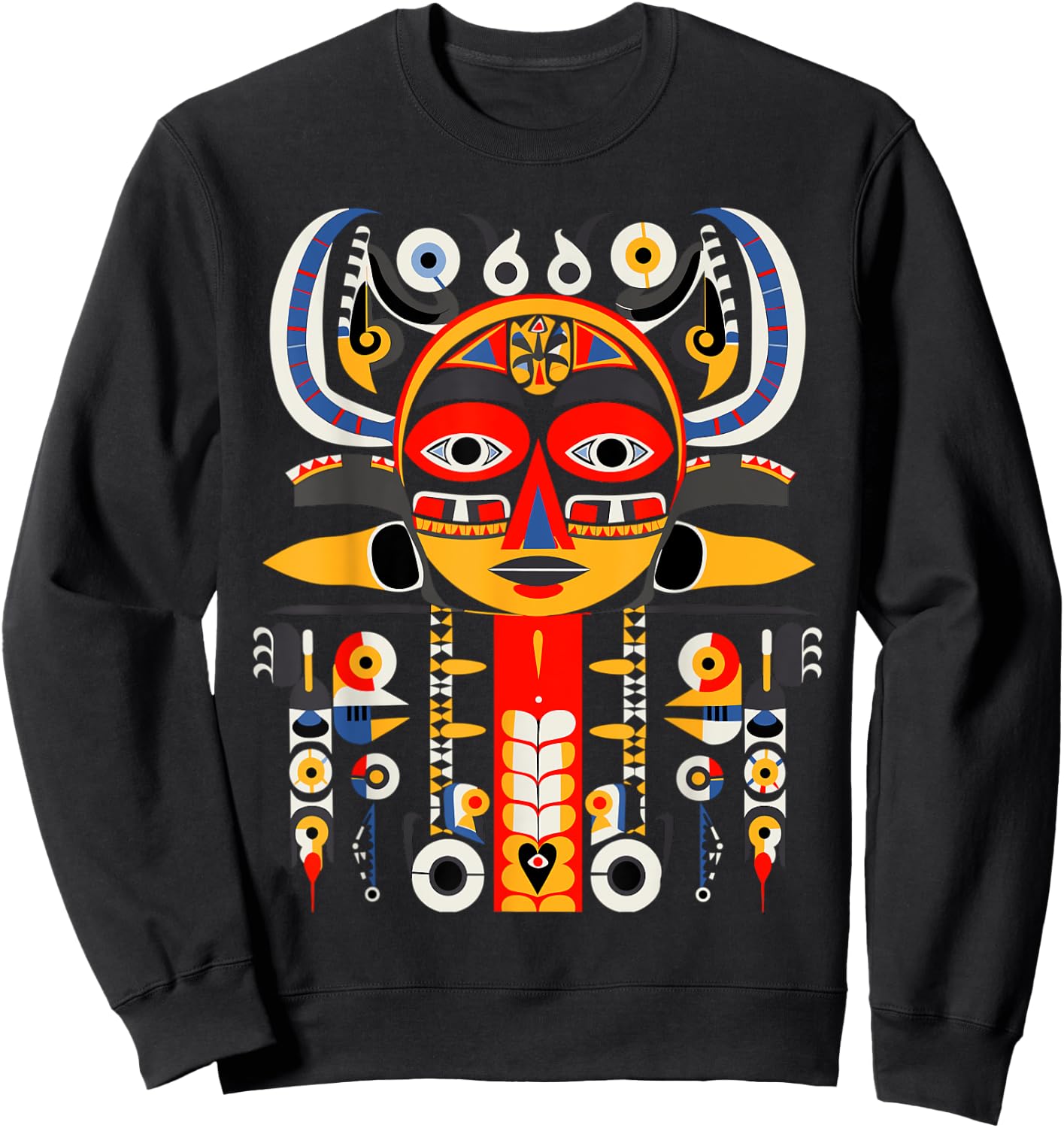 Totem Pole in Pacific Northwest Coastal Art Style Sweatshirt - Sweatshirt | Black