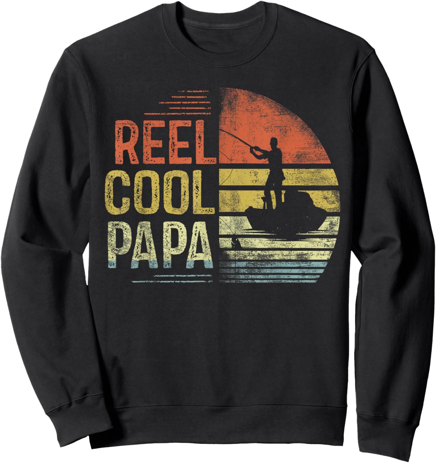 Reel Cool Papa Fishing Gifts Papa Birthday Vintage Sweatshirt - Sweatshirt | Black