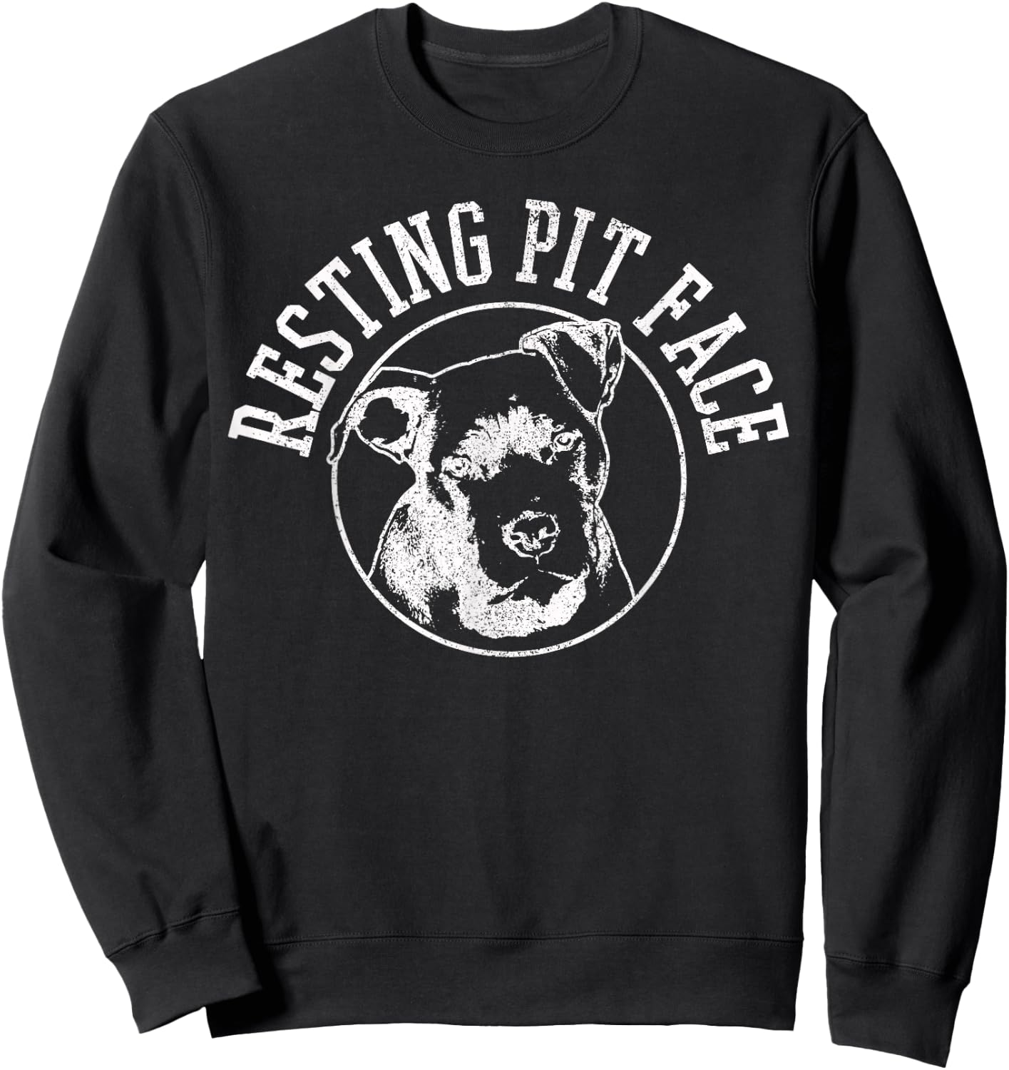 Resting Pit Face Funny Pitbull Dog Lover Funny Gift Sweatshirt - Sweatshirt | Black