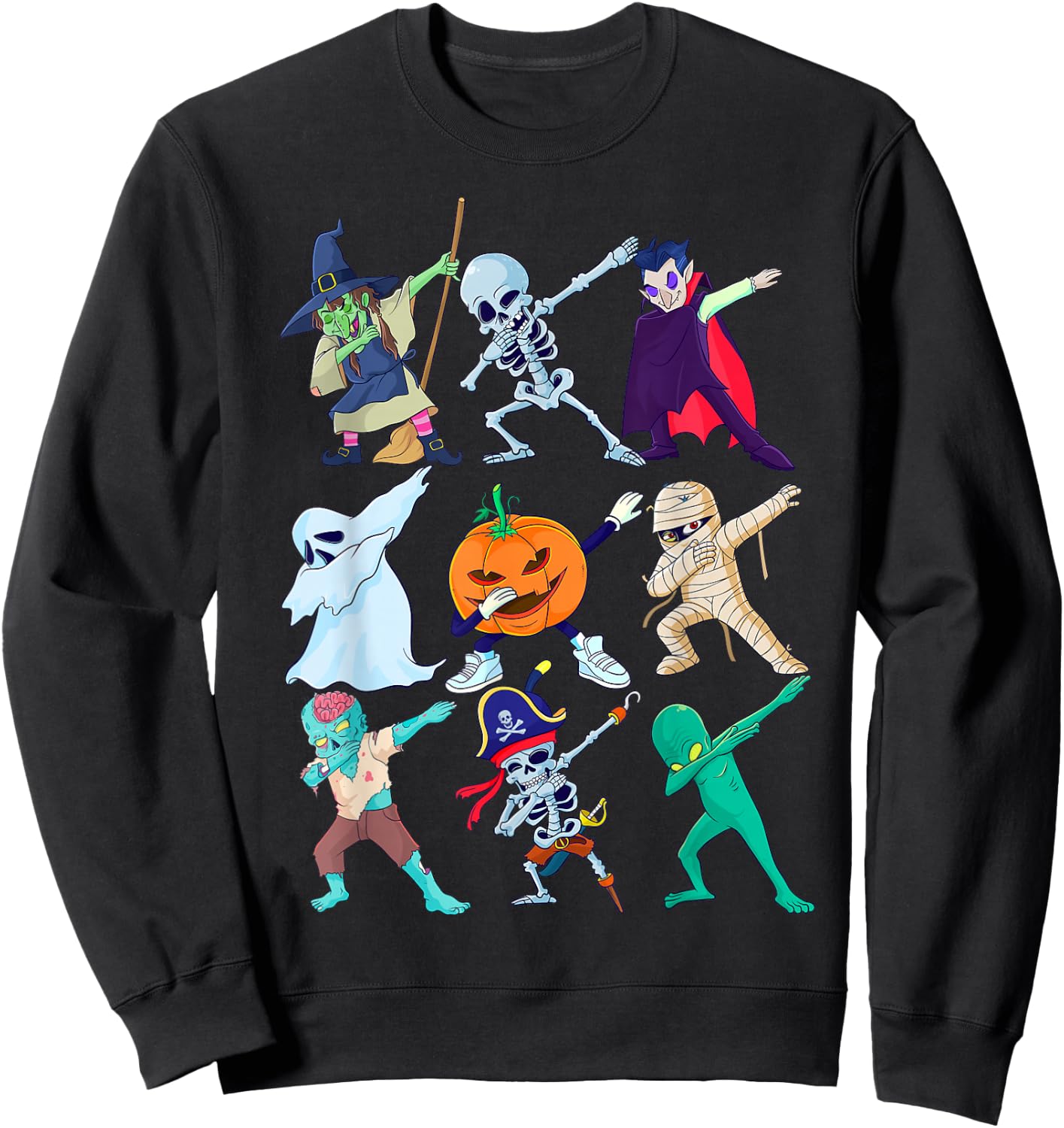 Dabbing Halloween Boys Skeleton Toddler Kids Scary Pumpkin Sweatshirt - Sweatshirt | Black