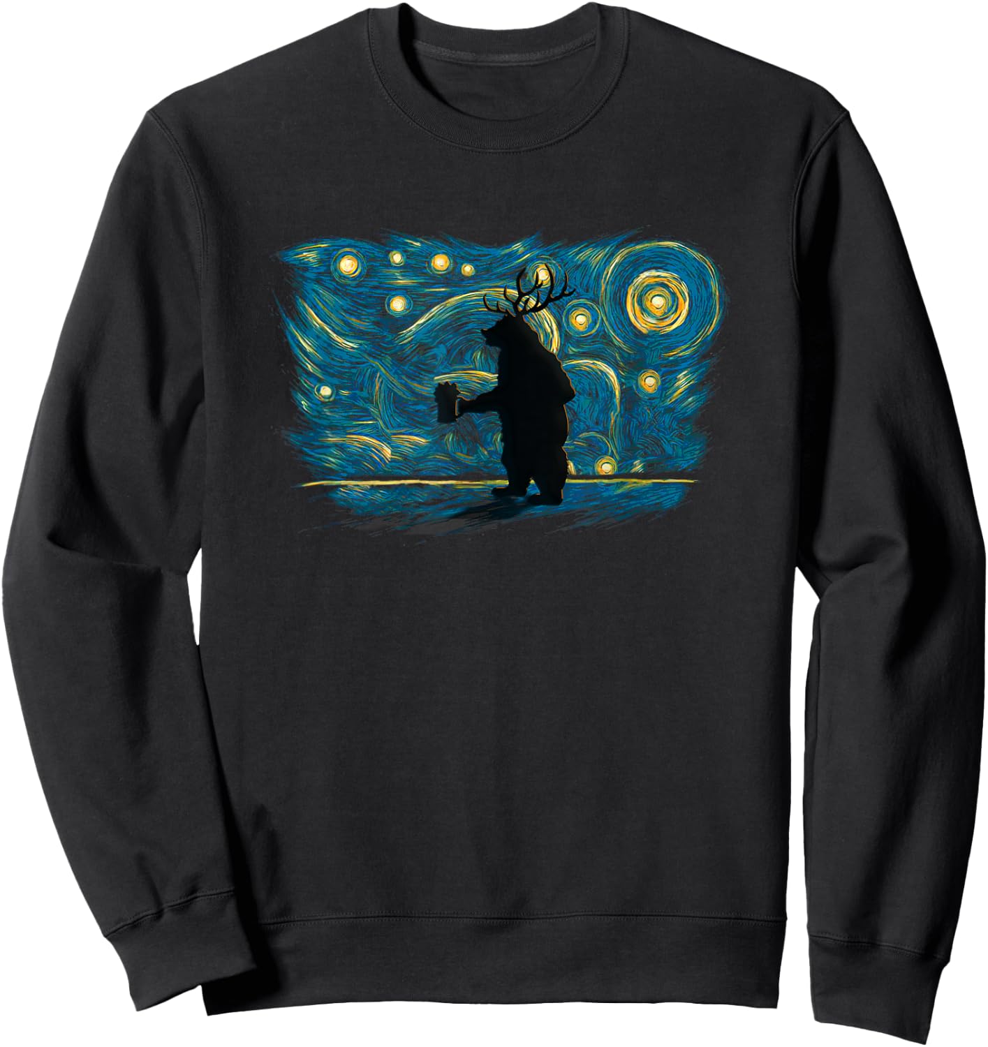 Retro Vintage Style Beer Bear Deer Sweatshirt - Sweatshirt | Black