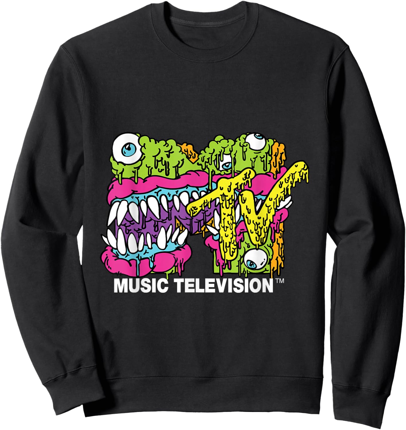 MTV Classic Logo Monster Design Sweatshirt - Sweatshirt | Black