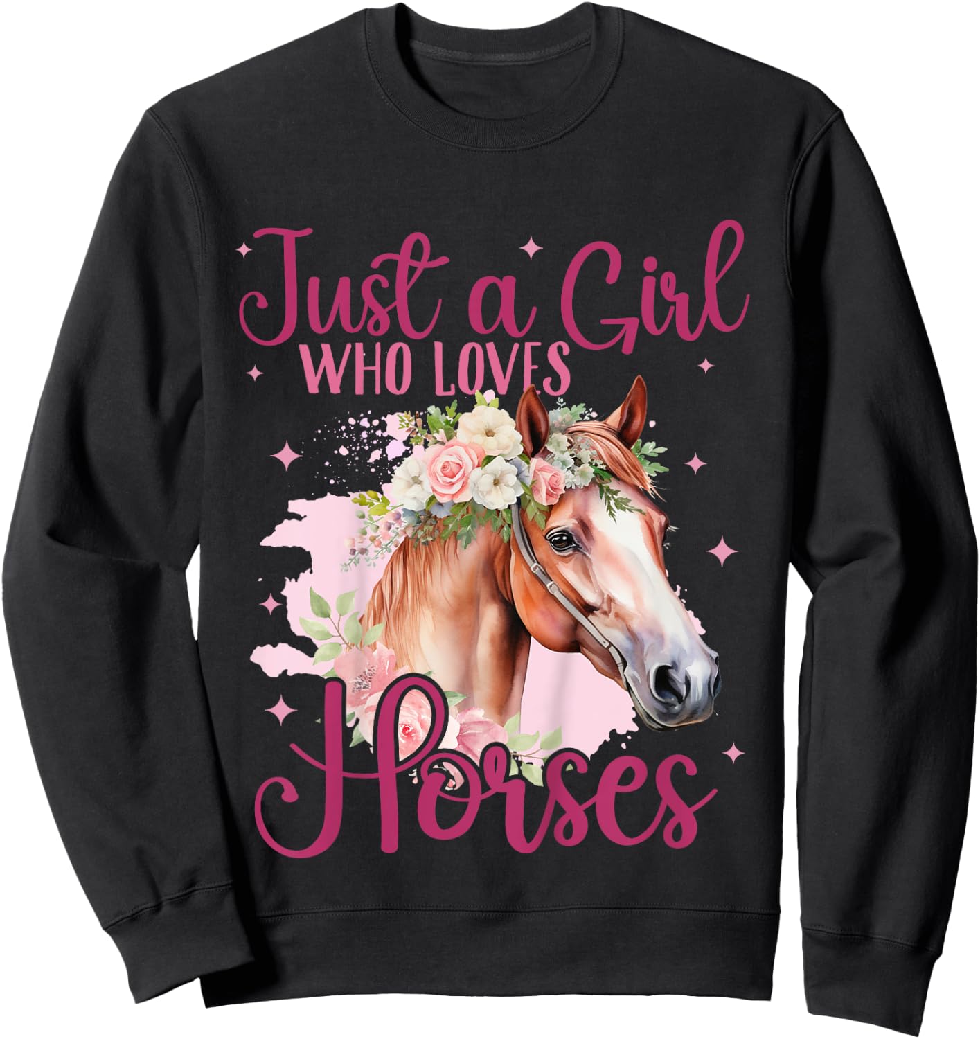 Kids Just a girl who loves Horses Riding Horse Lover Horse Girl Sweatshirt - Sweatshirt | Black