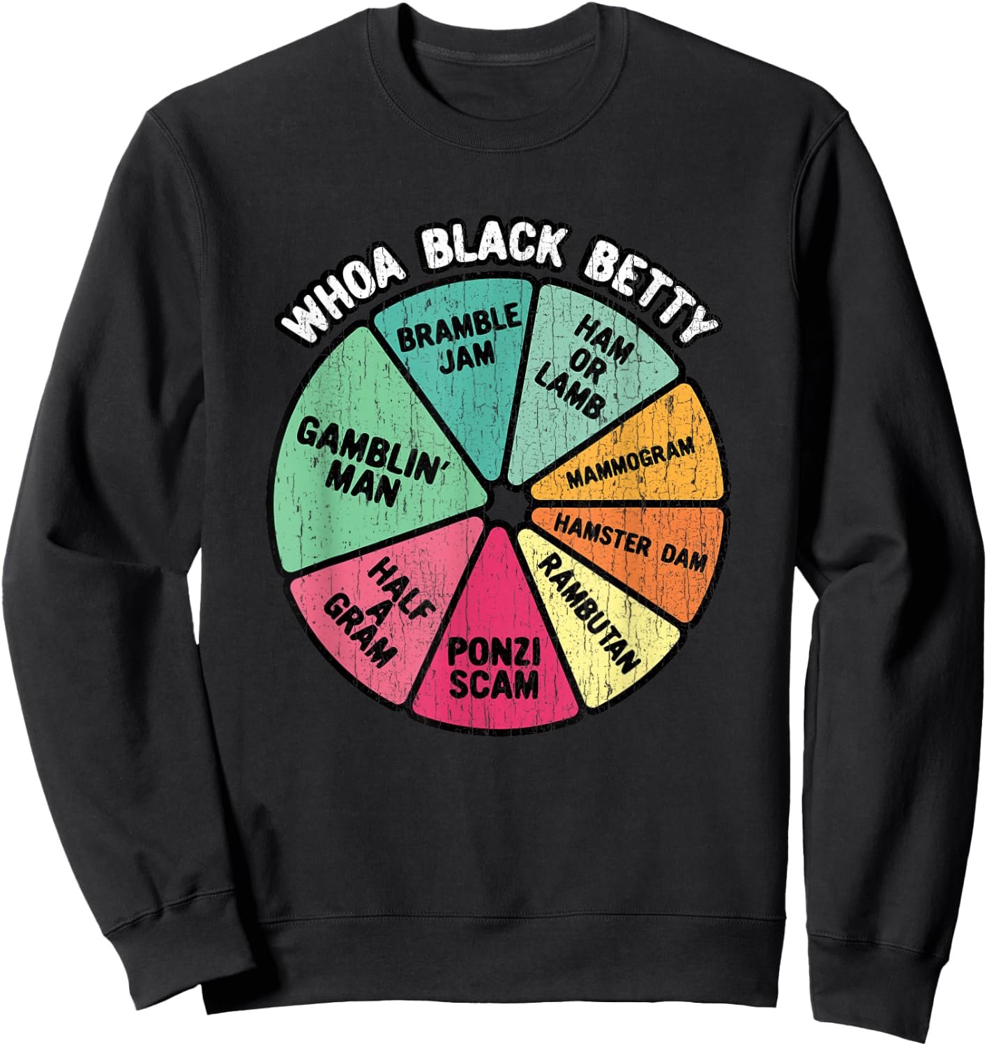 Whoa Black Betty - Funny 70's Classic Rock Music Pie Chart Sweatshirt - Sweatshirt | Black