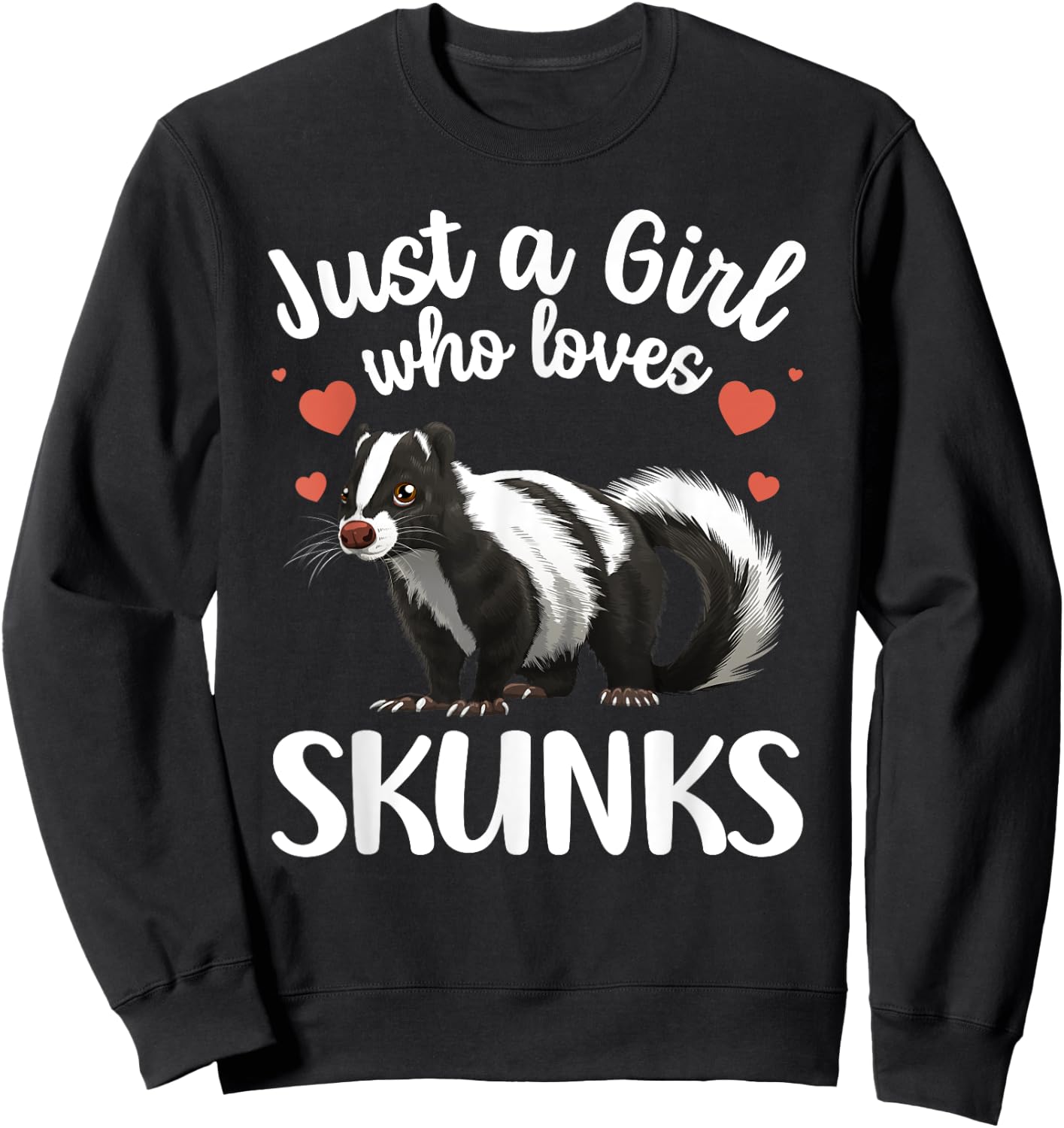 Cool Skunk Design Girls Kids Animal Skunk Lover Sweatshirt - Sweatshirt | Black