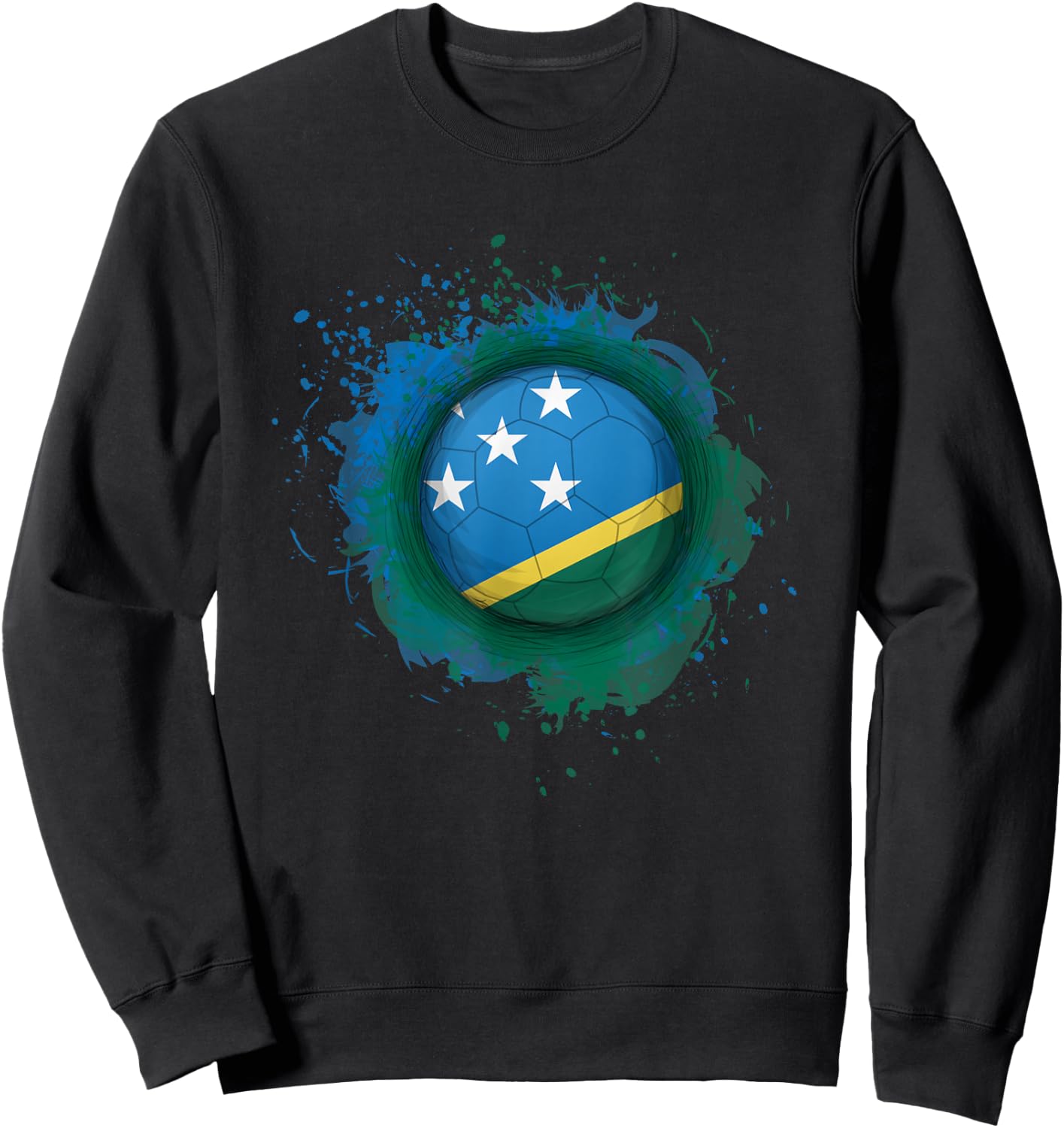 Proud Heritage Solomon Islands Flag Soccer Ball Sweatshirt - Sweatshirt | Black
