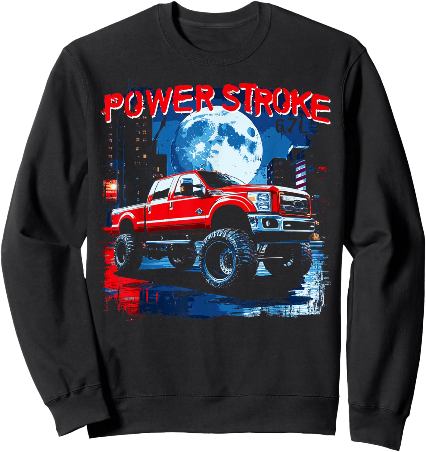 Powerstroke Patriotic Truck American Flag 6.7L Diesel Truck Women Kids Men Sweatshirt - Sweatshirt | Black