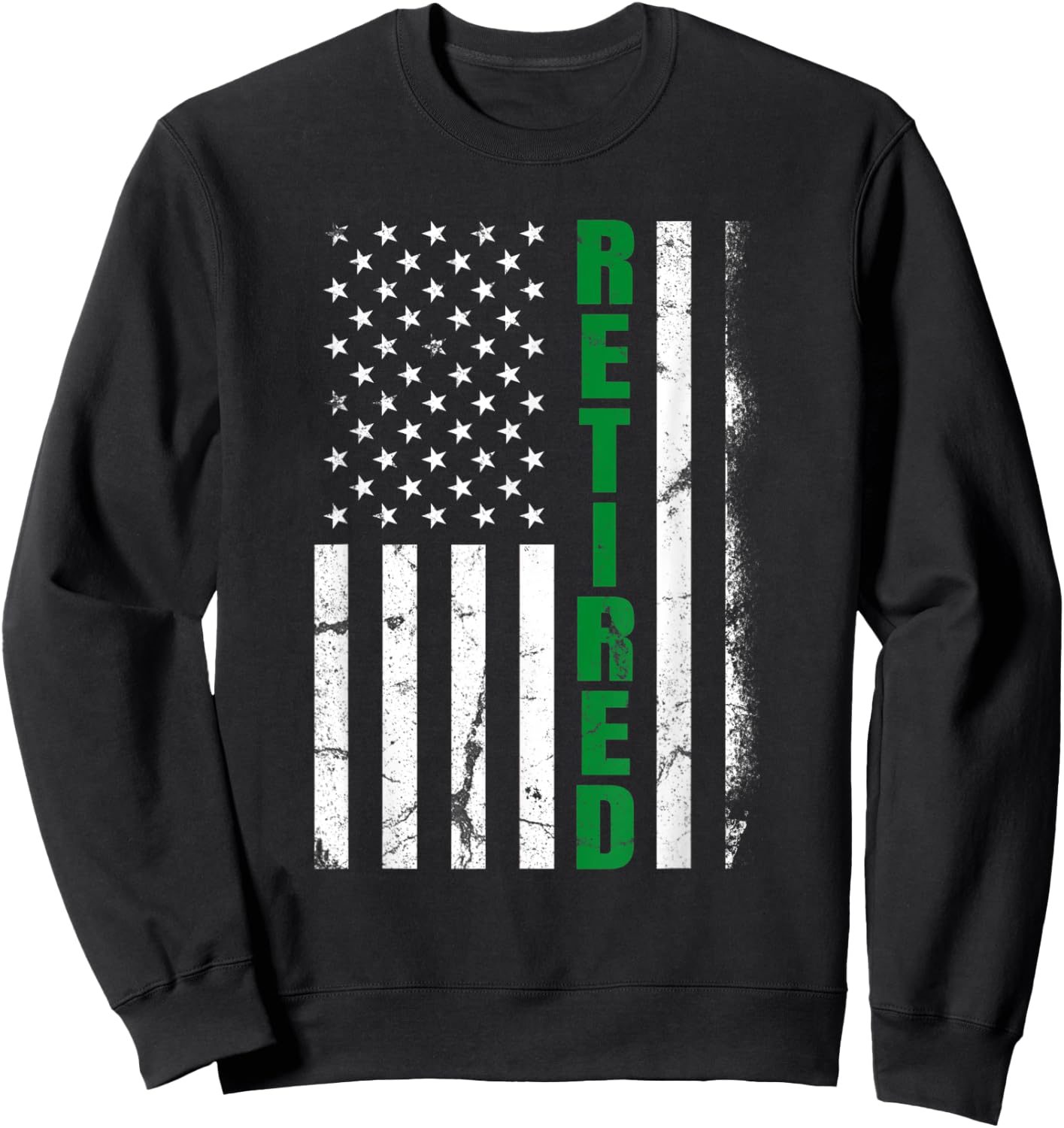 Retired Military Border Patrol Thin Green Line US Flag Sweatshirt - Sweatshirt | Black