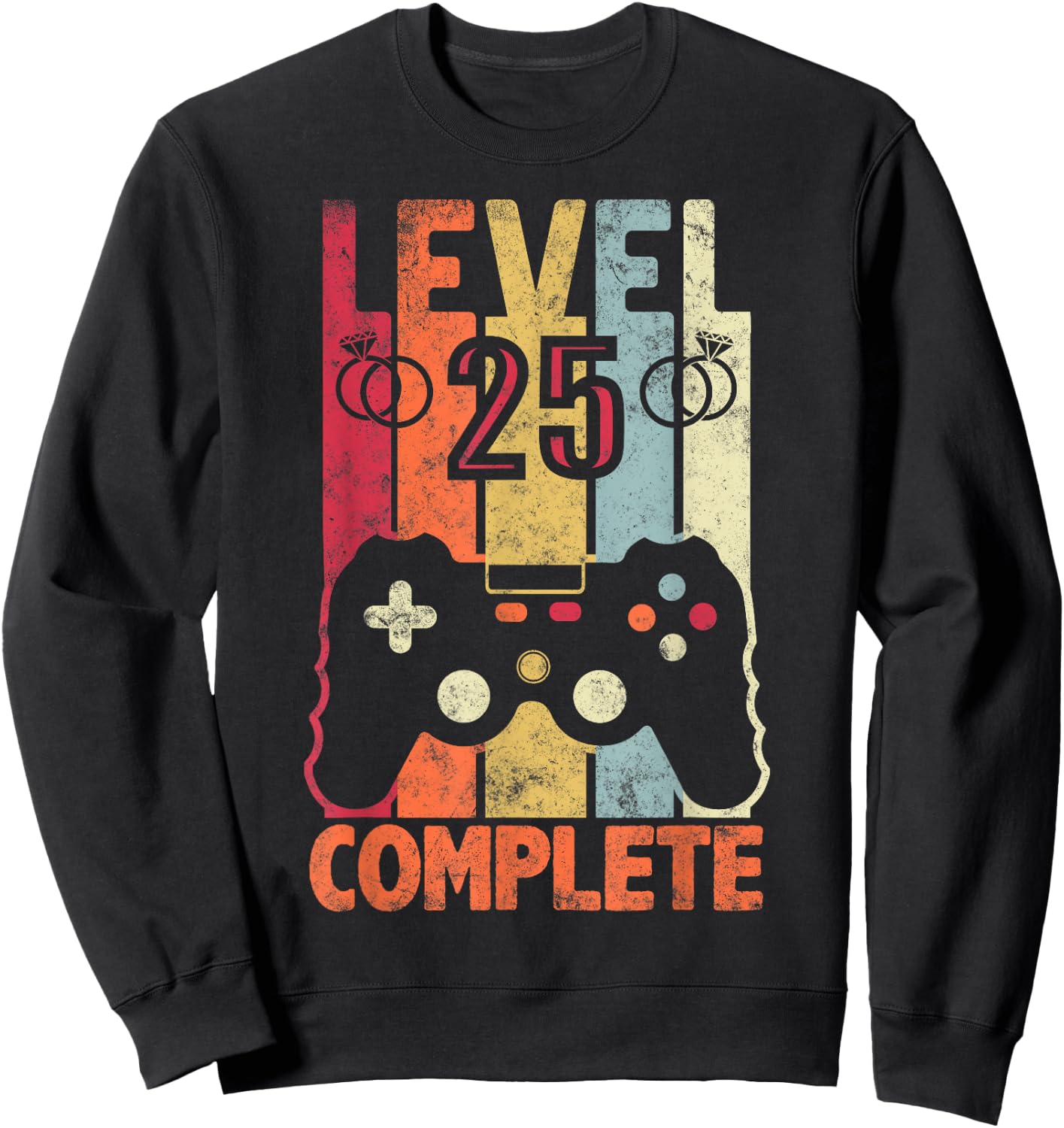 Level 25 Complete retro Vintage 25th Wedding Anniversary Sweatshirt - Sweatshirt | Black