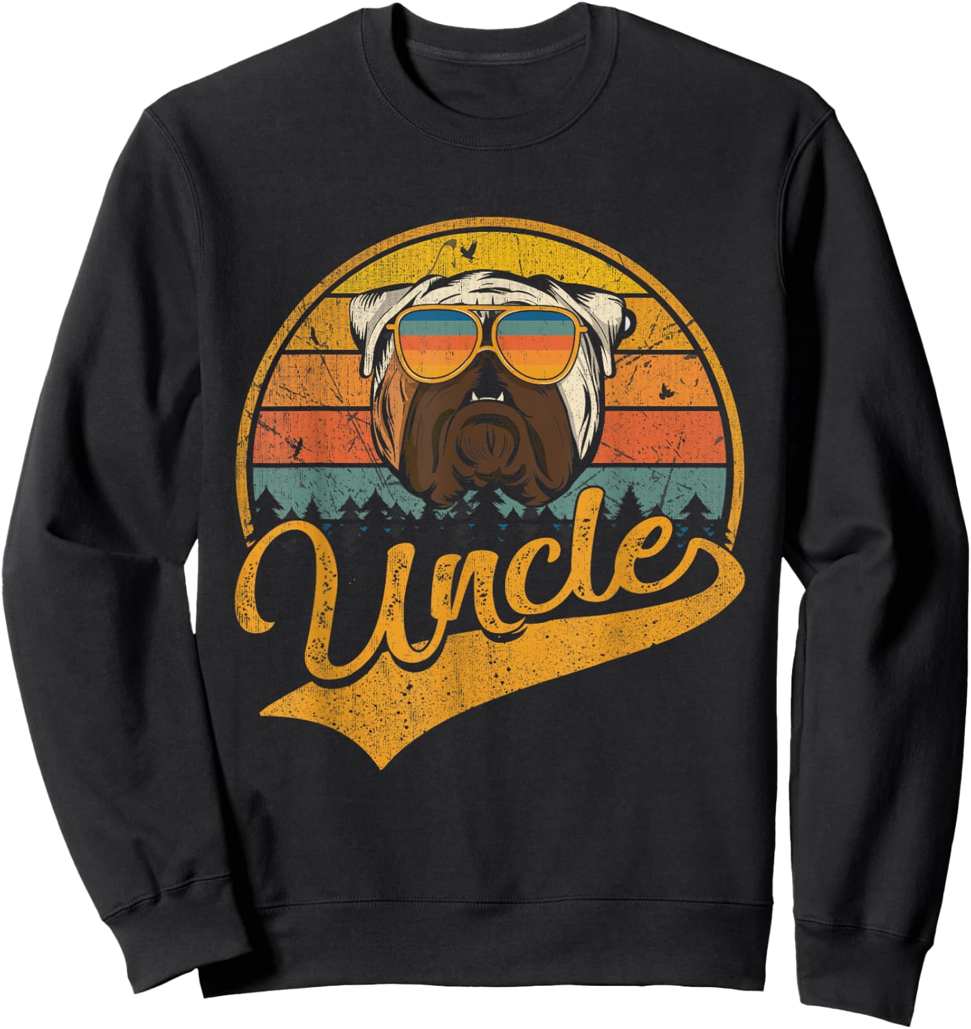 Father's Day Gifts Retro Vintage English Bulldog Uncle Women Girls Kids Sweatshirt - Sweatshirt | Black