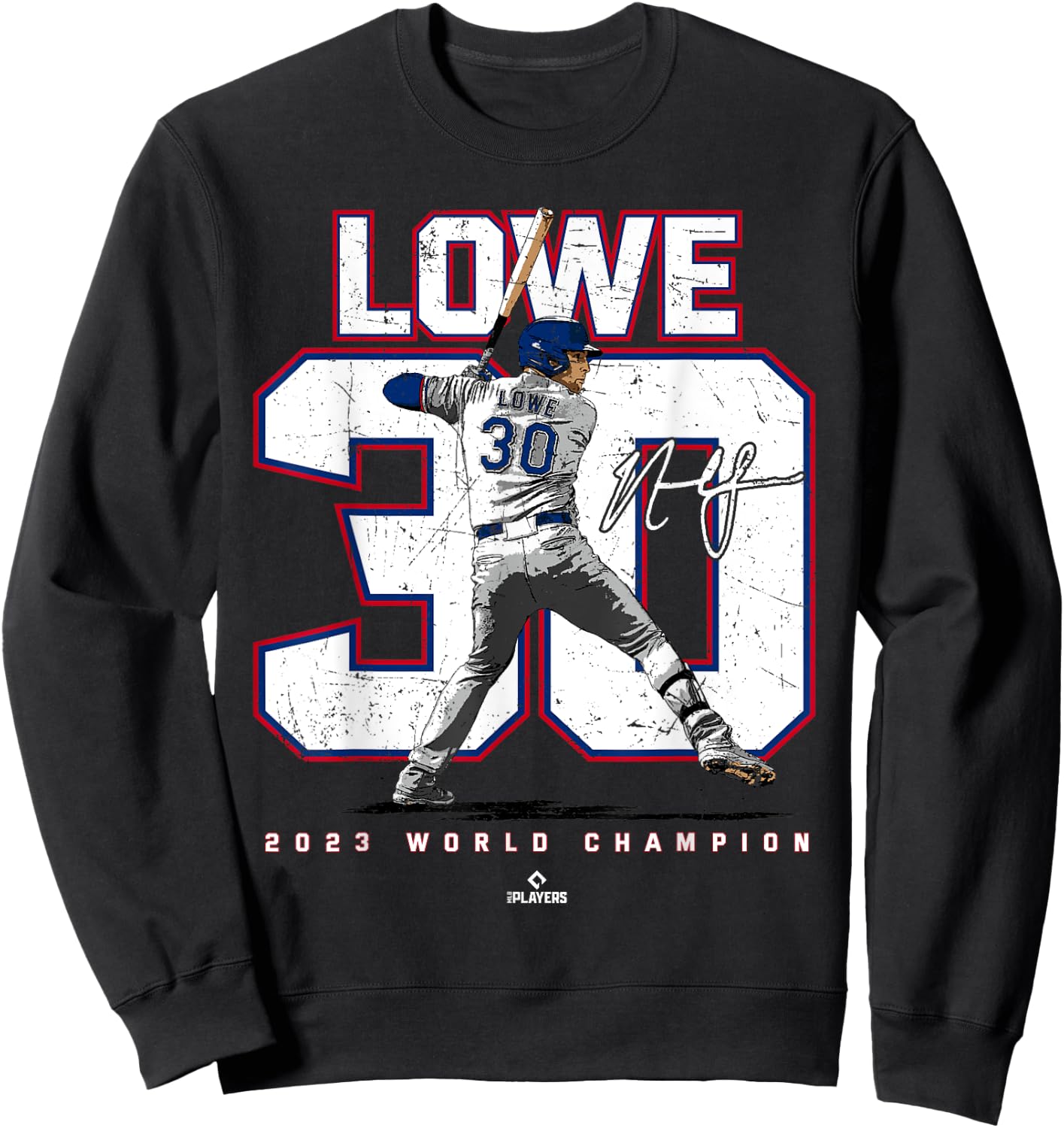 Player Number 2023 World Champion Nathaniel Lowe Texas MLBPA Sweatshirt - Sweatshirt | Black