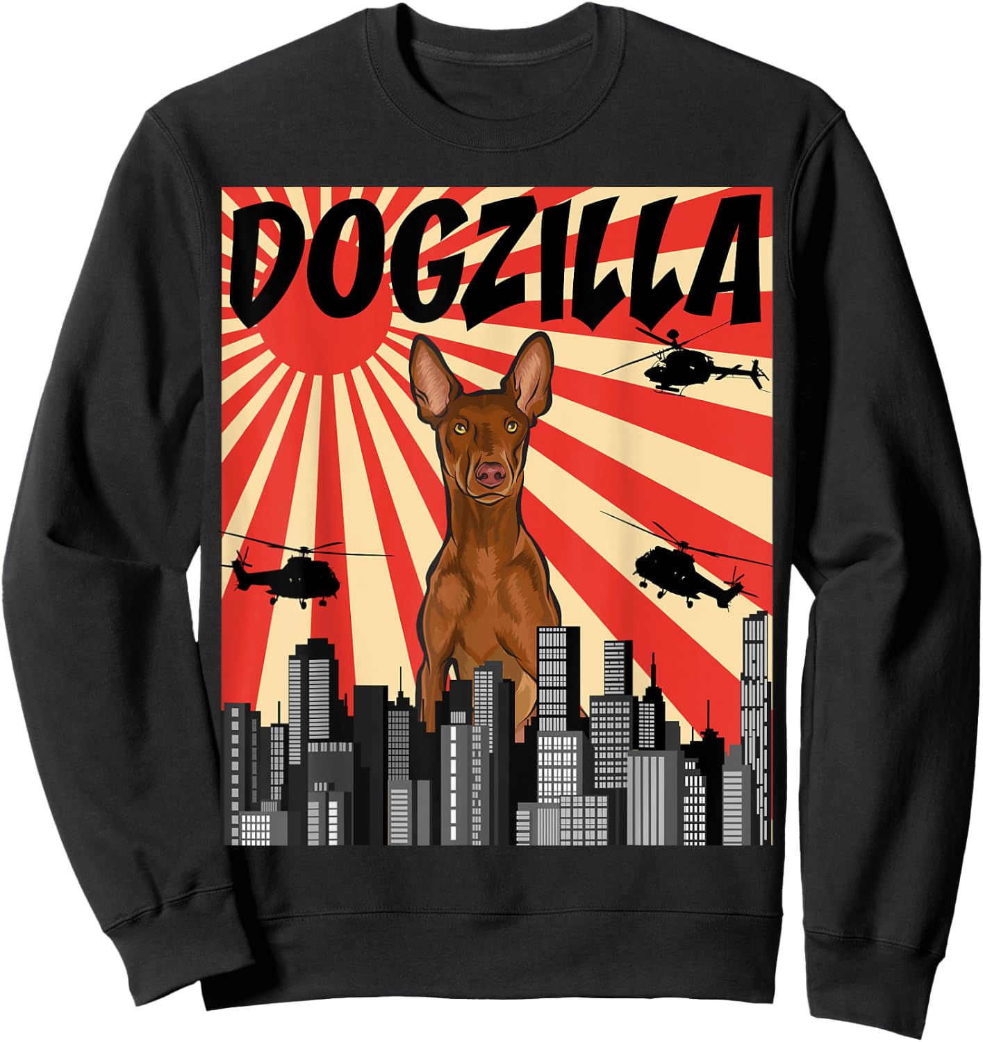 Funny Retro Japanese Dogzilla Pharaoh Hound Sweatshirt - Sweatshirt | Black
