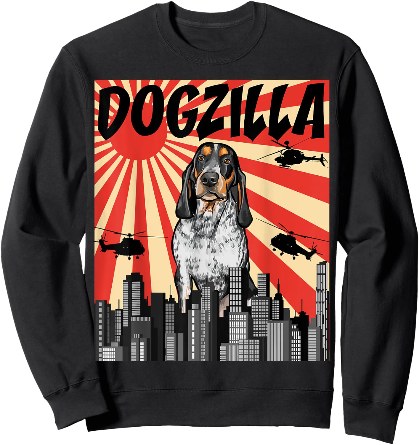 Funny Retro Japanese Dogzilla Bluetick Coonhound Sweatshirt - Sweatshirt | Black